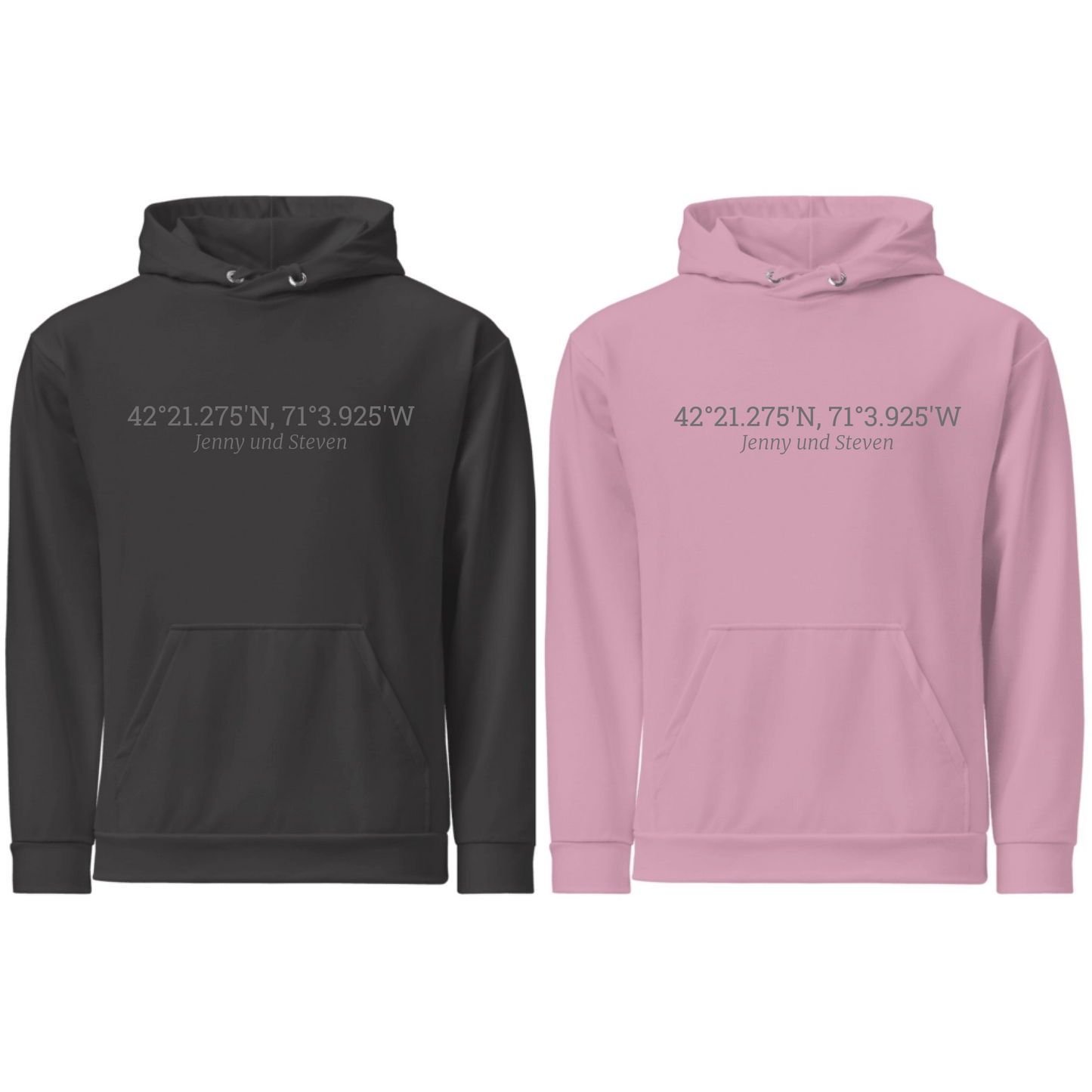personalisiertes Hoodie Bundle-Set: eure Koordinaten und Text