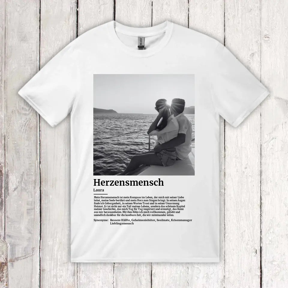Defintion Herzensmensch mit Foto - Individuelles T-Shirt