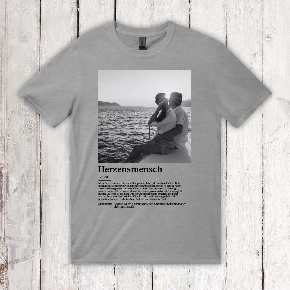 Defintion Herzensmensch mit Foto - Individuelles T-Shirt