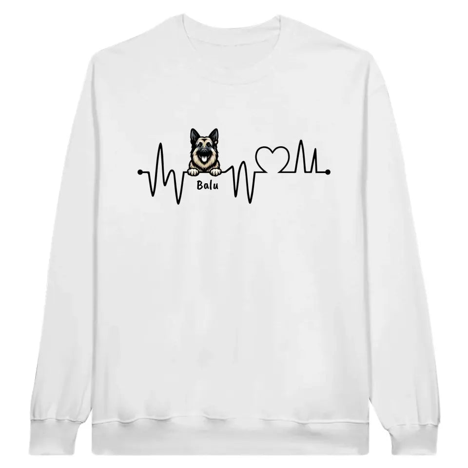 Herzschlag, EKG mit deinem Hund - individuelles Hunde T-Shirt oder Hoodie