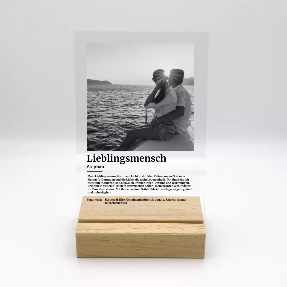 Definition mit deinem Foto - Individuelles Acryl Glas mit Ständer