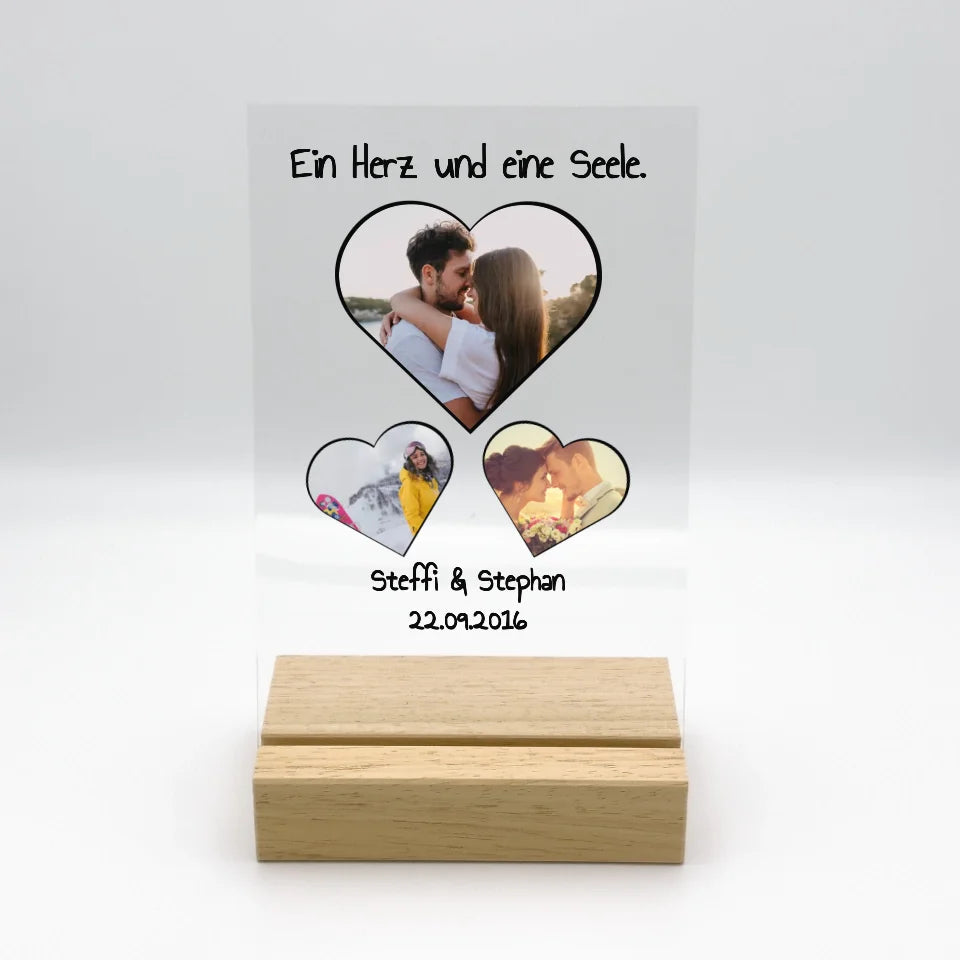 Euer Liebeslicht mit Foto - Individuelles Acryl Glas mit Ständer