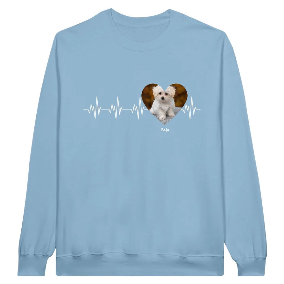 Herzschlag in weiß mit Foto - Individuelles T-Shirt