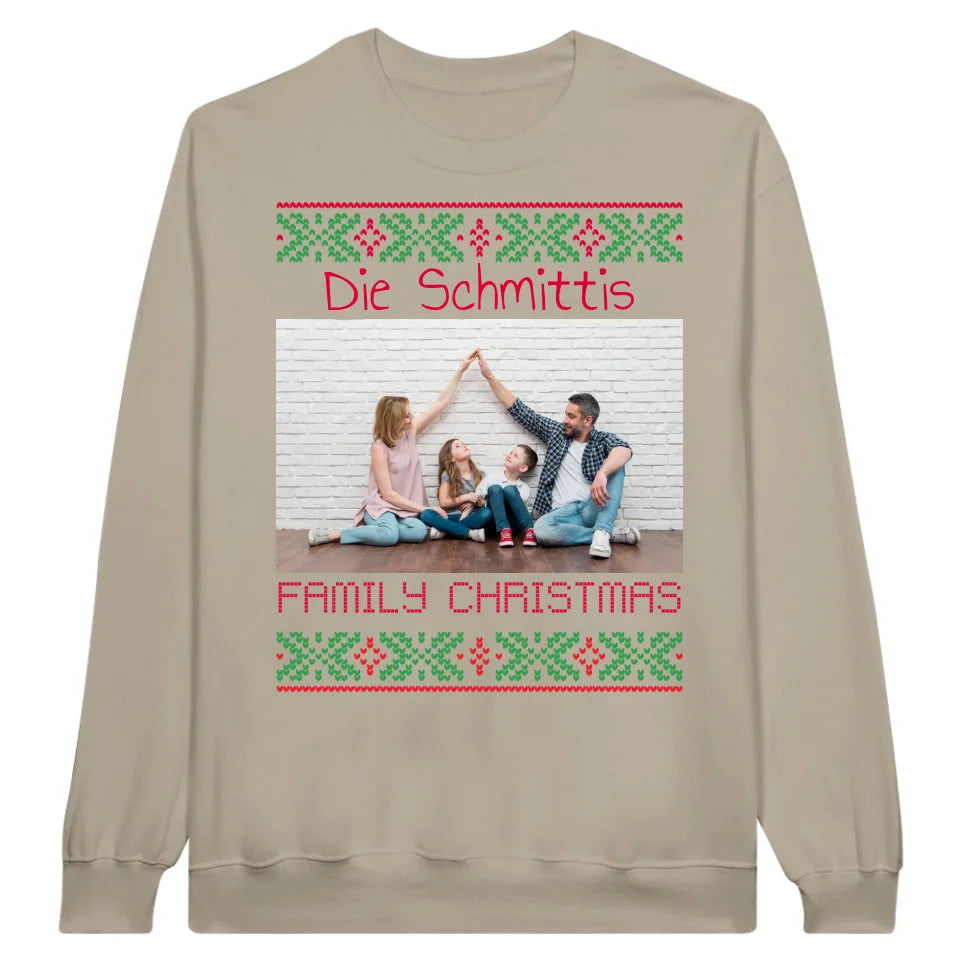 Ugly Weihnachts-Sweater mit deinem Foto und Text - personalisiere dein X-mas