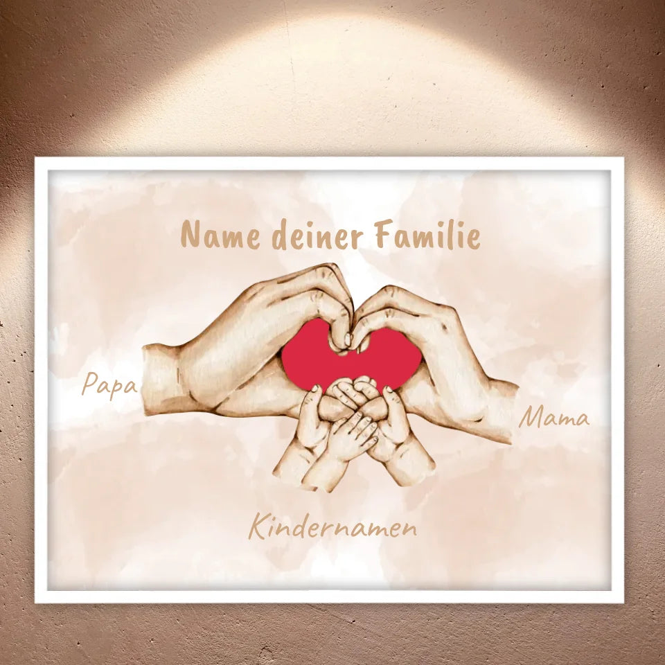 Herzhände "Familie"- Individuelle Leinwand
