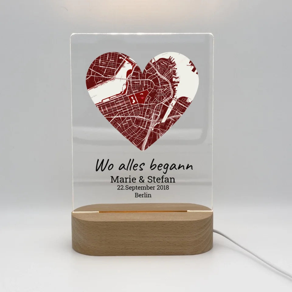 Wo alles begann - Individuelles Acryl Glas mit Ständer