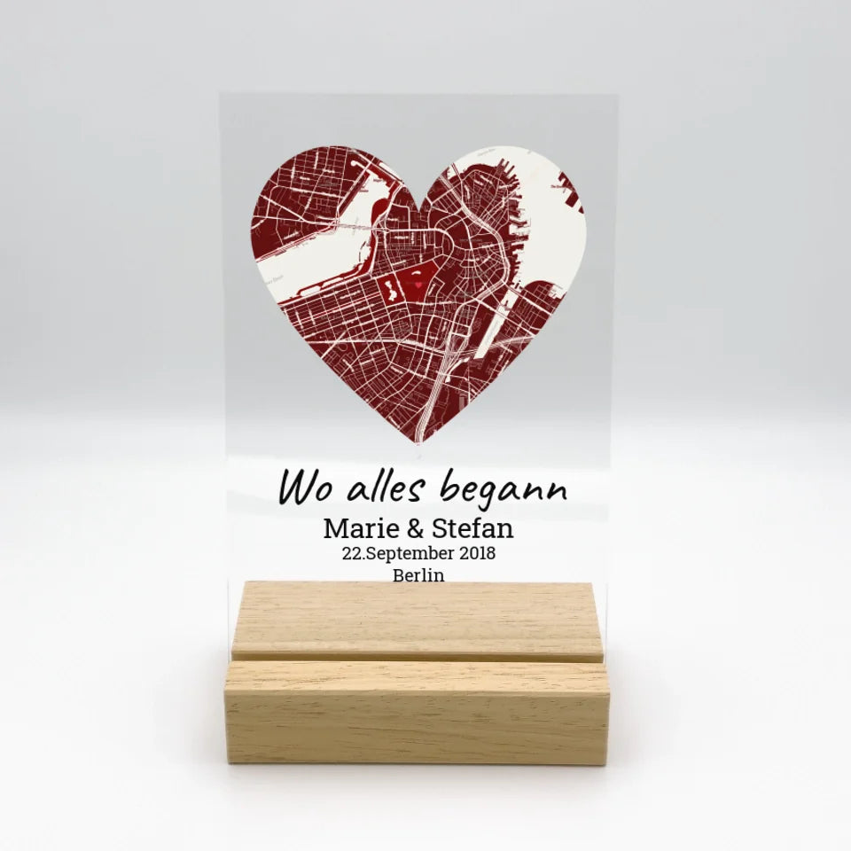 Wo alles begann - Individuelles Acryl Glas mit Ständer