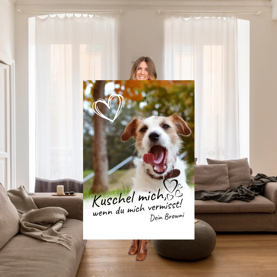 Hundedecke | Kuschel mich, wenn du mich vermisst - Individuelle Fotodecke