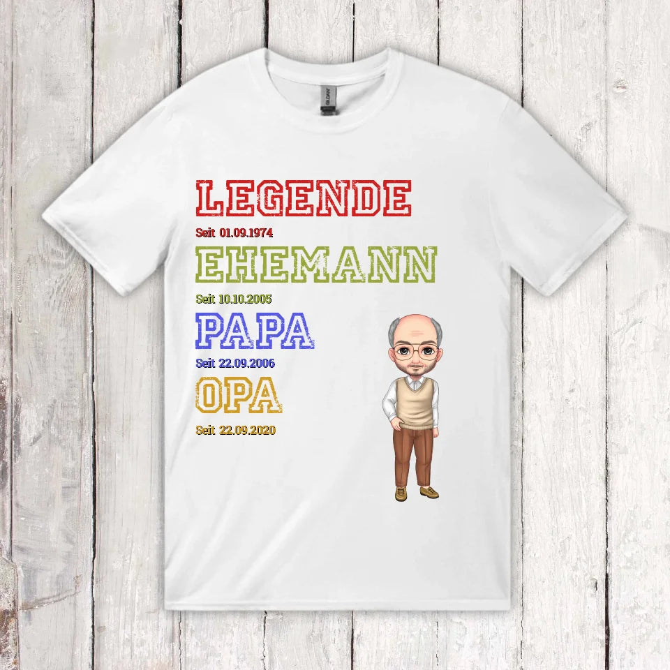Ur-Oma, Ur-Opa, Papa, Mama, Legende, Familie - Individuelles T-Shirt