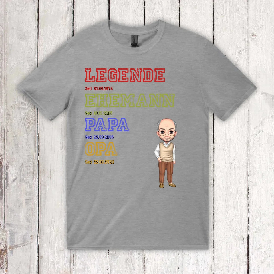 Ur-Oma, Ur-Opa, Papa, Mama, Legende, Familie - Individuelles T-Shirt