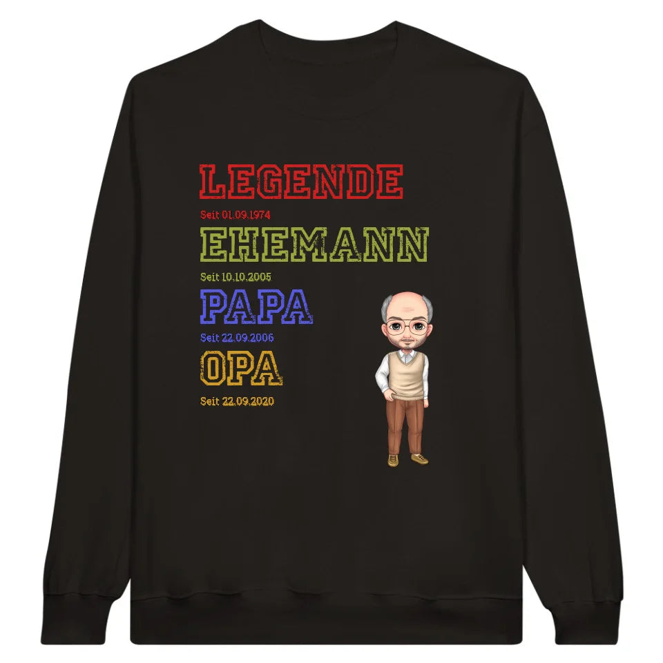 Ur-Oma, Ur-Opa, Papa, Mama, Legende, Familie - Individuelles T-Shirt