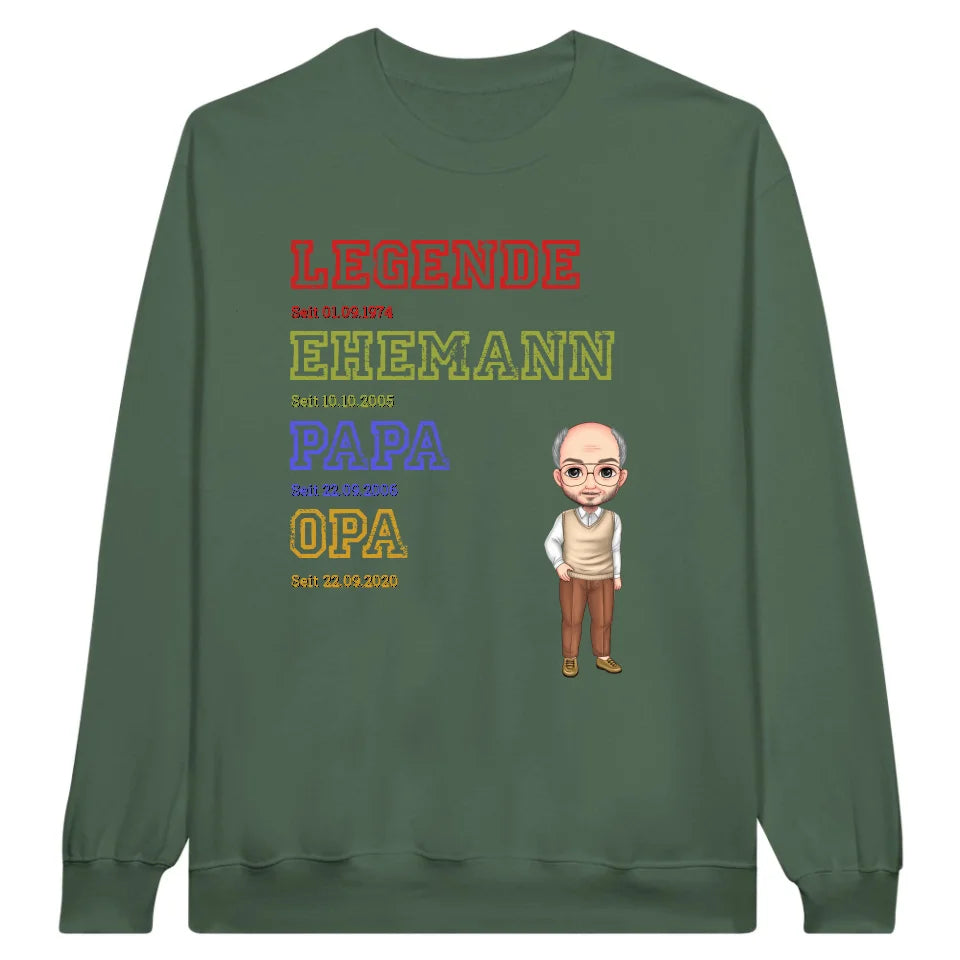 Ur-Oma, Ur-Opa, Papa, Mama, Legende, Familie - Individuelles T-Shirt