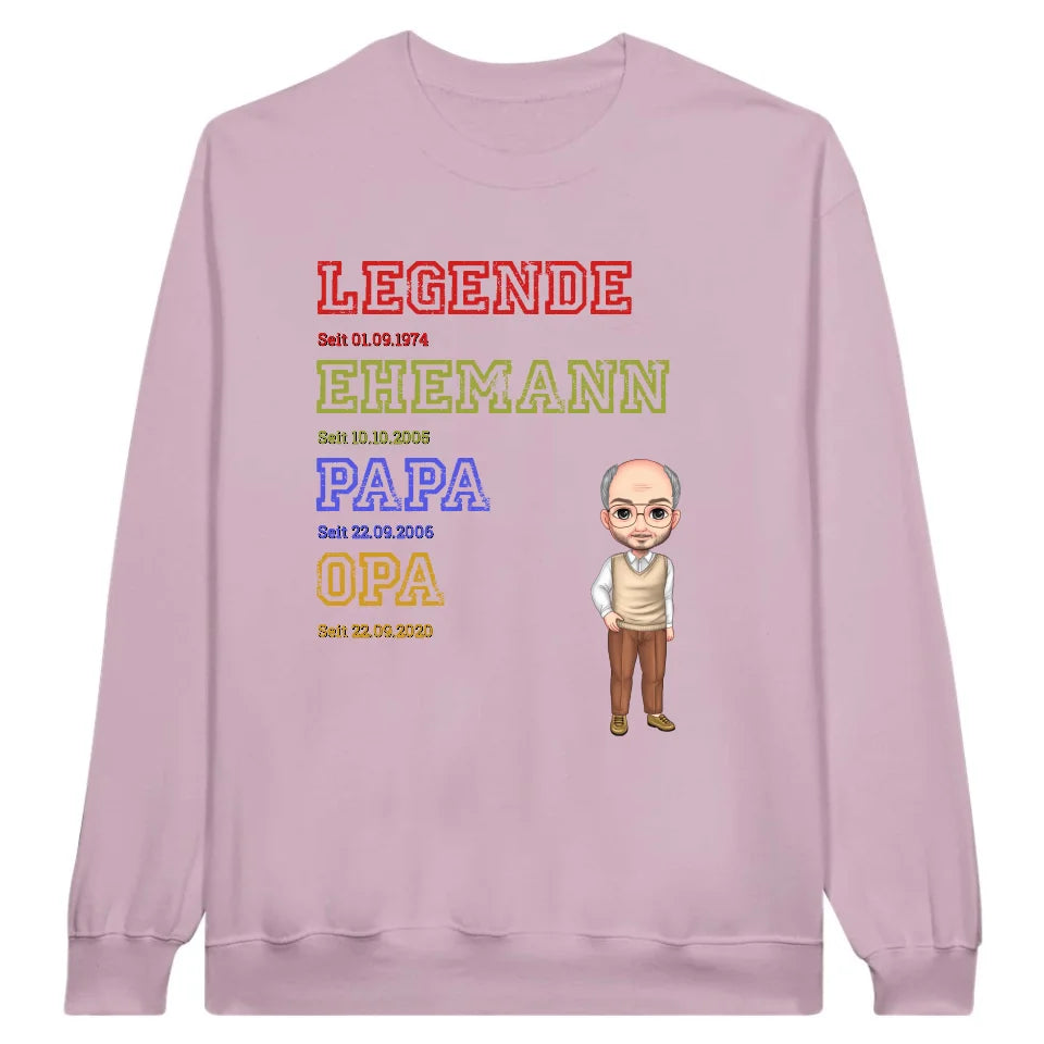 Ur-Oma, Ur-Opa, Papa, Mama, Legende, Familie - Individuelles T-Shirt