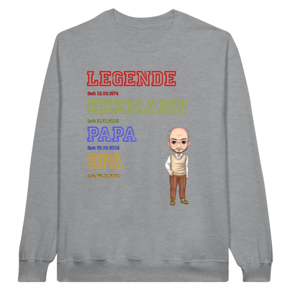 Ur-Oma, Ur-Opa, Papa, Mama, Legende, Familie - Individuelles T-Shirt