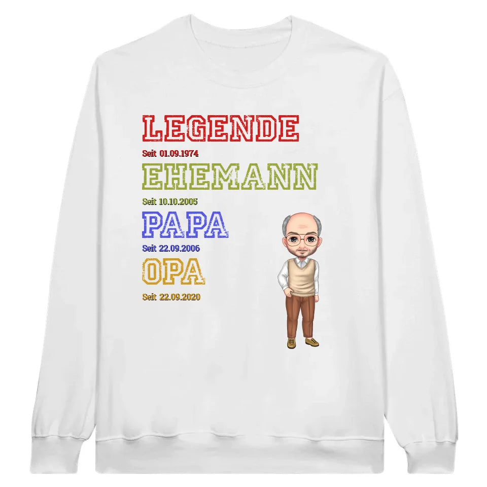 Ur-Oma, Ur-Opa, Papa, Mama, Legende, Familie - Individuelles T-Shirt