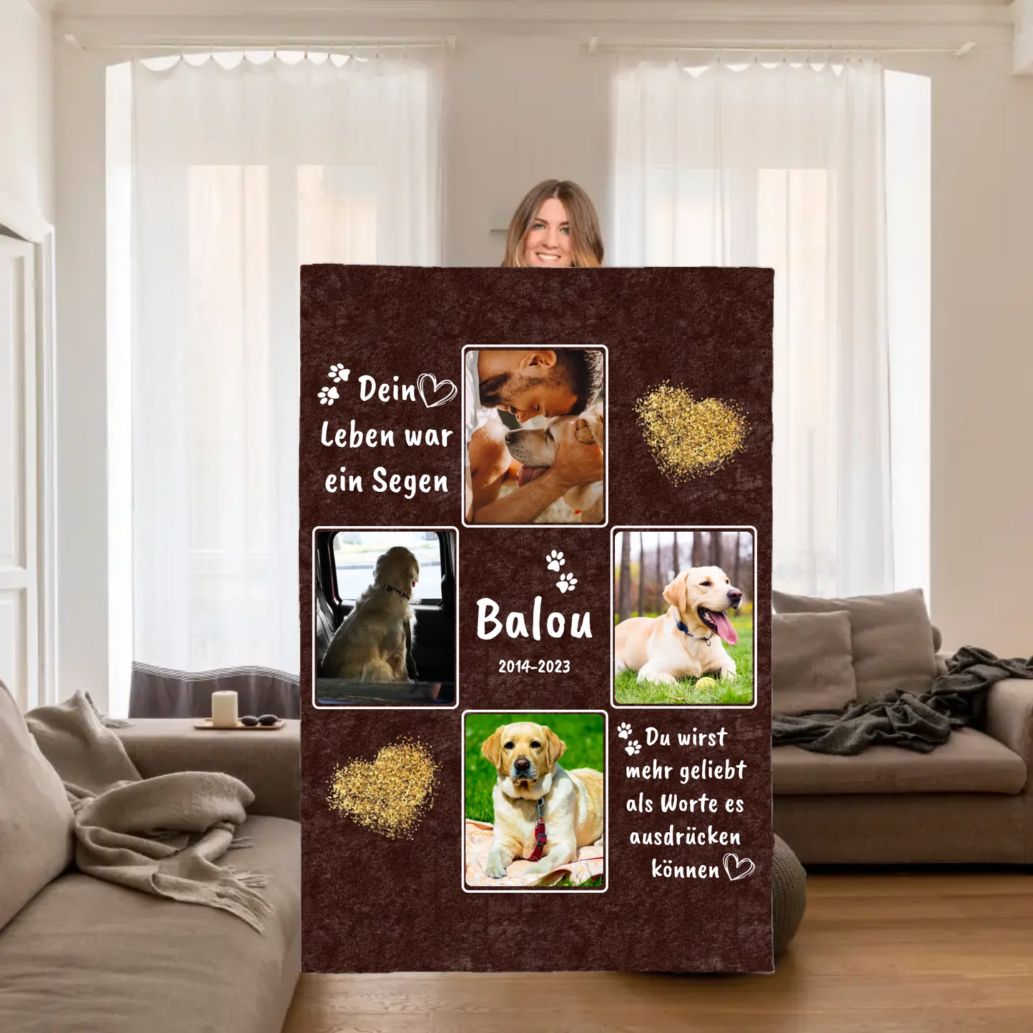 Hundedecke mit Foto und Text - individuelle Decke