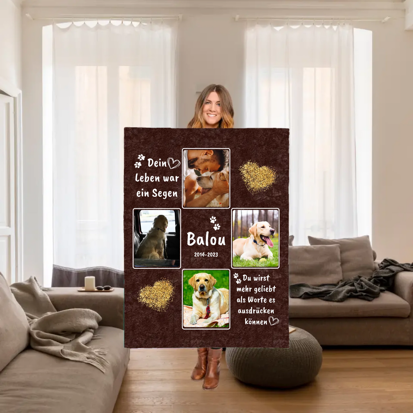Hundedecke mit Foto und Text - individuelle Decke