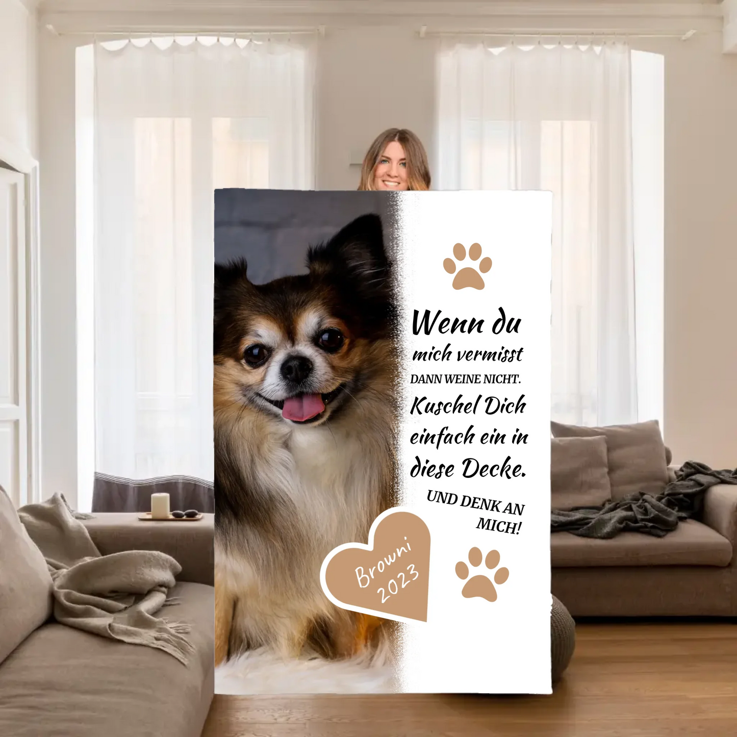 Fotoherz Decke mit deinen Fotos - Individuelle Kuscheldecke