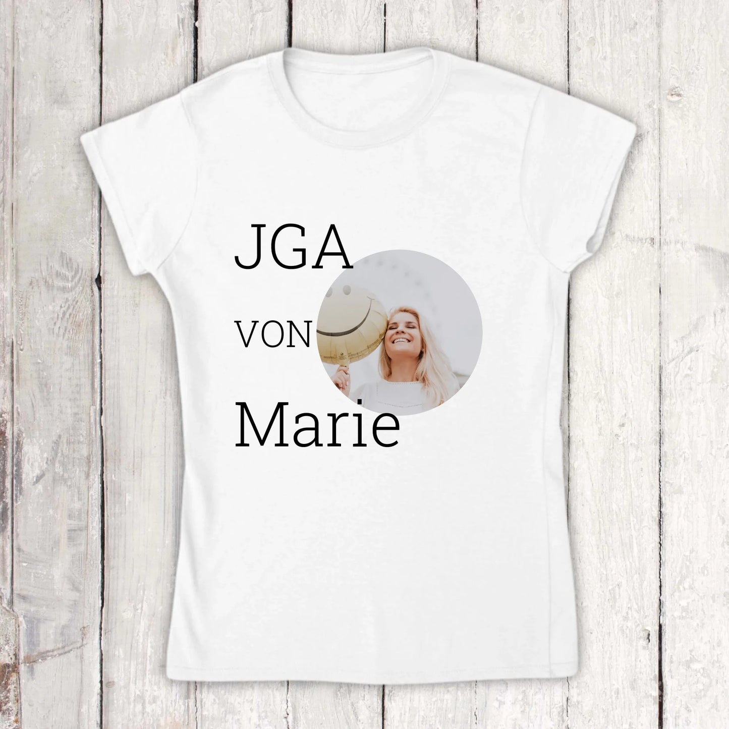JGA, Junggesellinnen mit Foto und Name - individuelles Abschieds T-Shirt