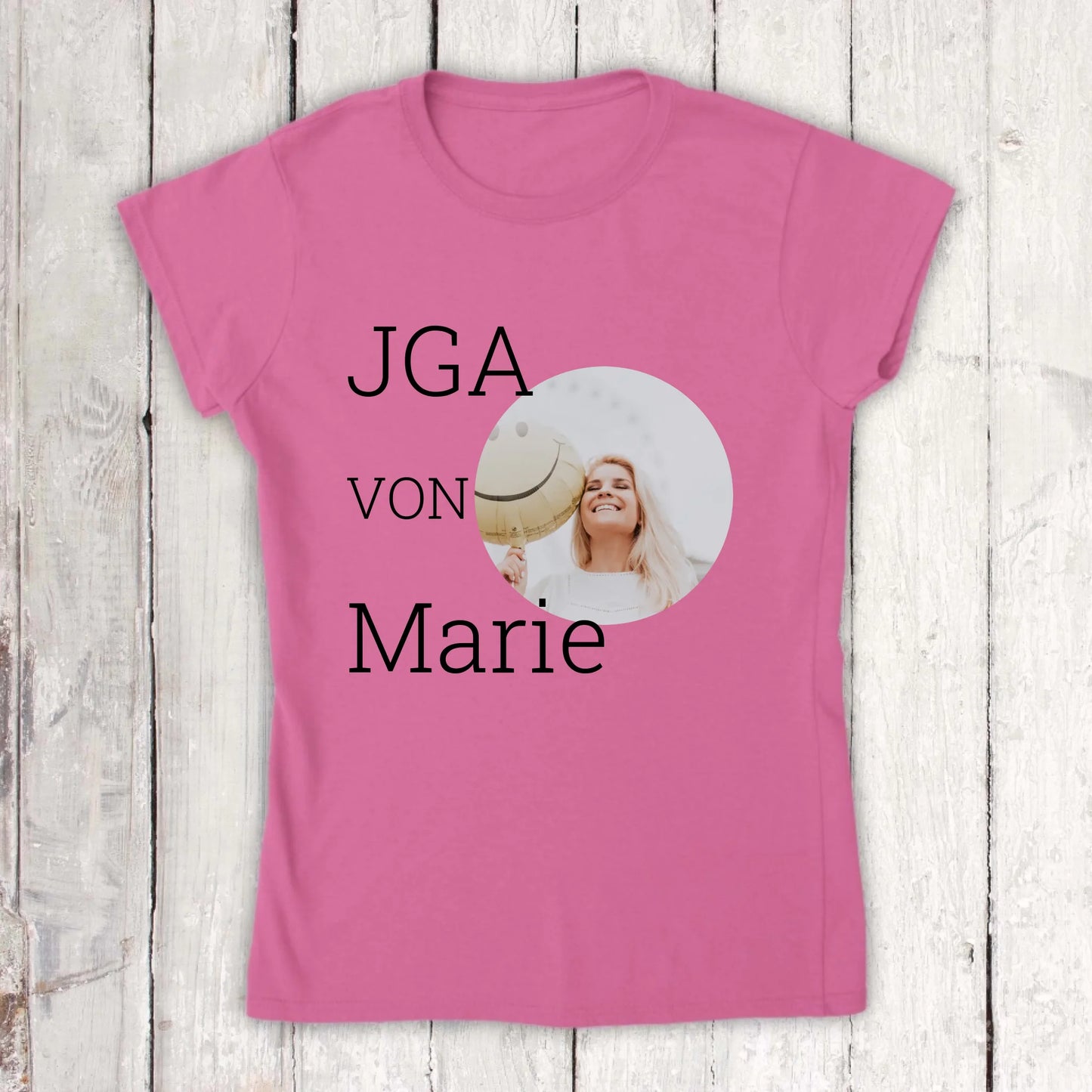 JGA, Junggesellinnen mit Foto und Name - individuelles Abschieds T-Shirt