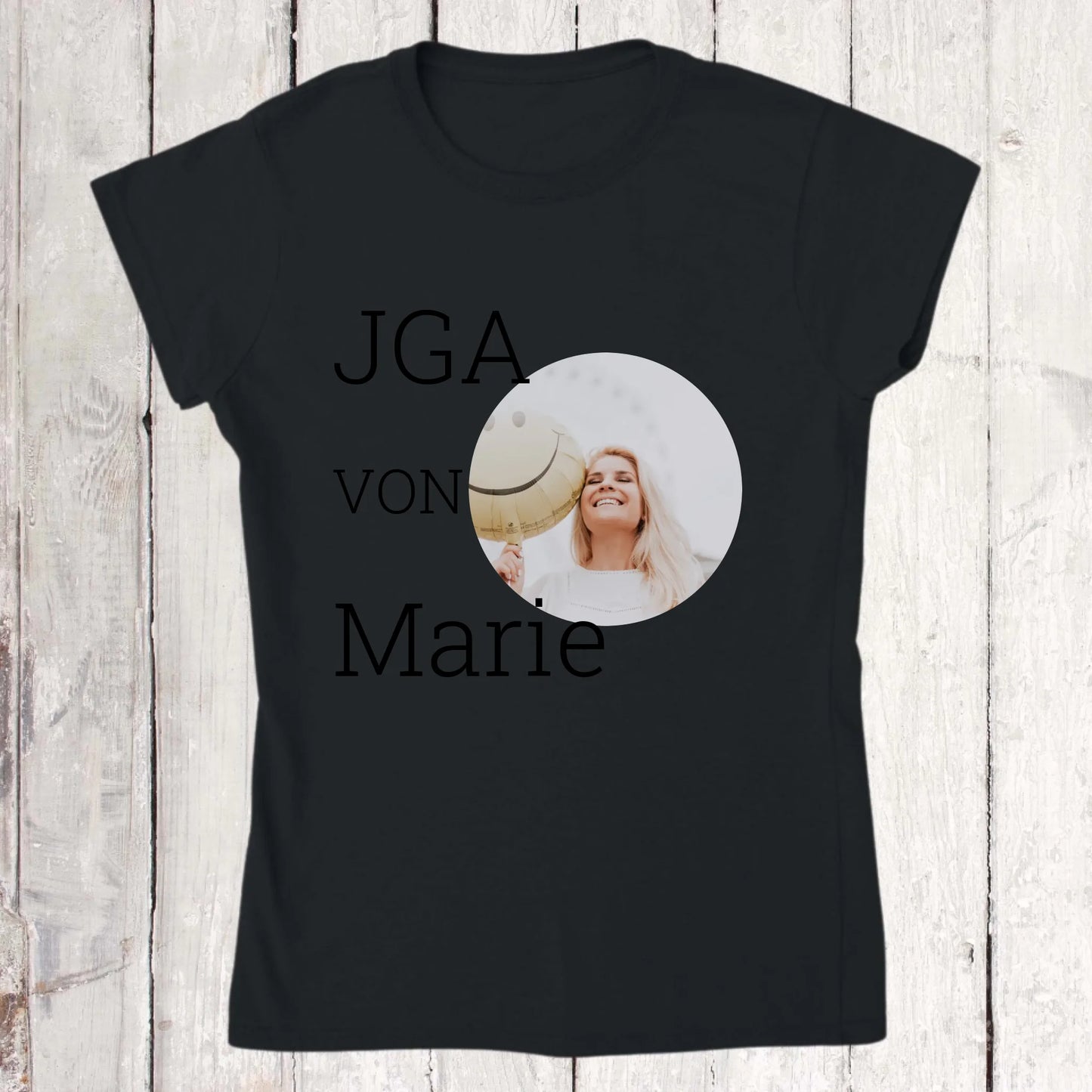 JGA, Junggesellinnen mit Foto und Name - individuelles Abschieds T-Shirt