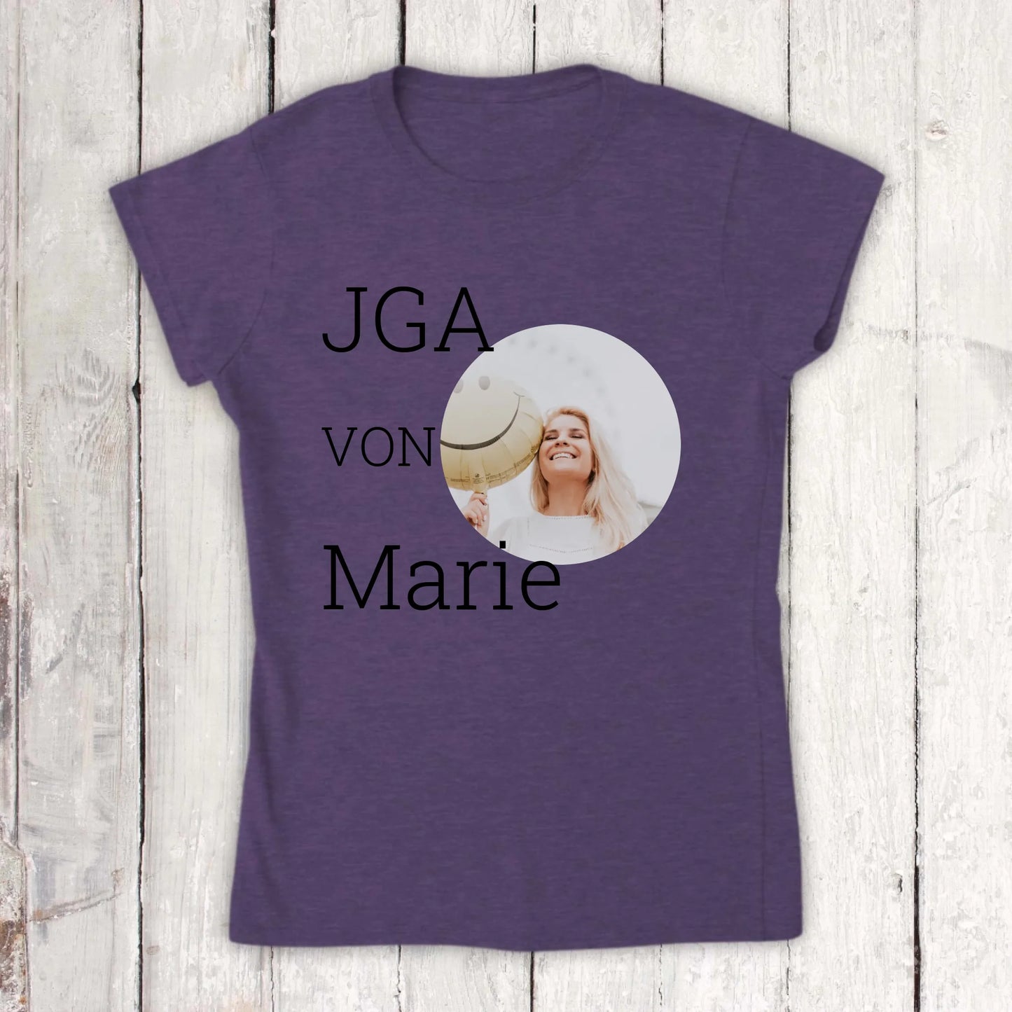 JGA, Junggesellinnen mit Foto und Name - individuelles Abschieds T-Shirt