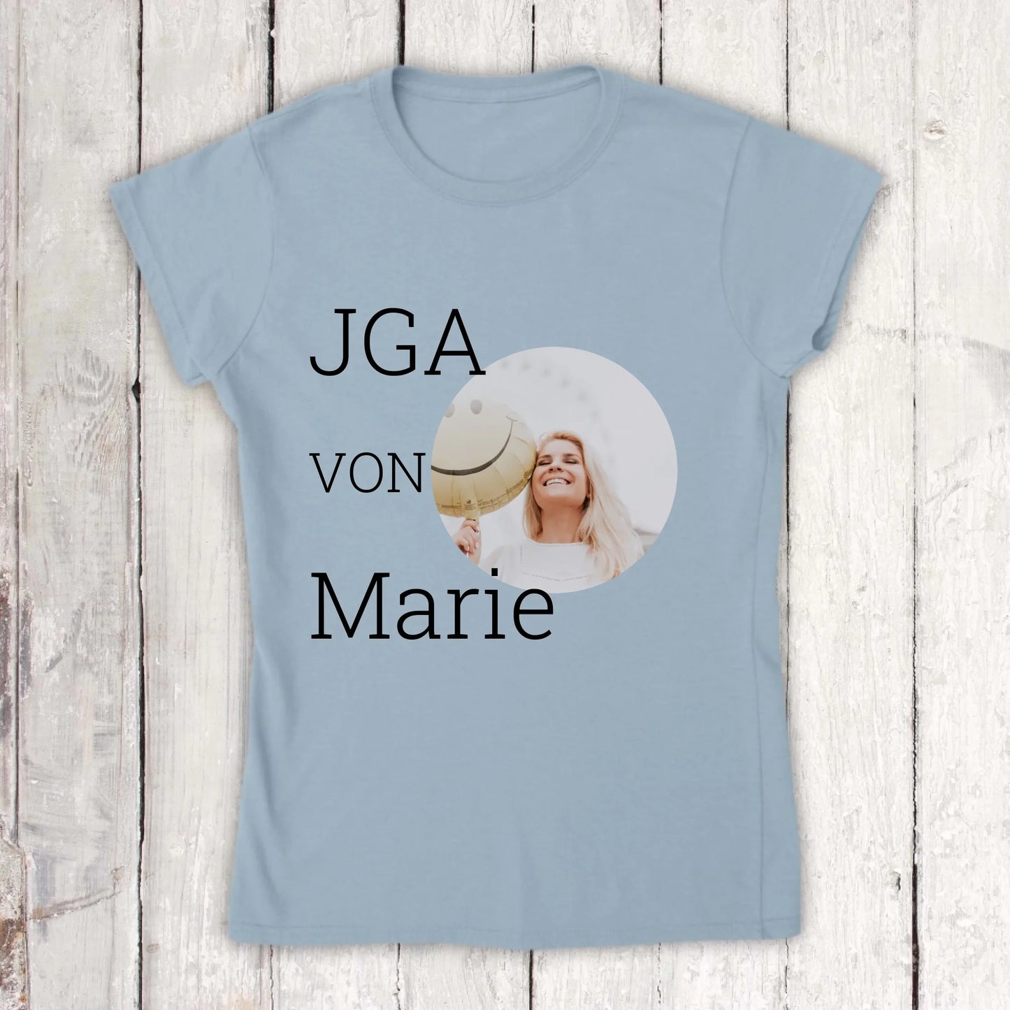 JGA, Junggesellinnen mit Foto und Name - individuelles Abschieds T-Shirt