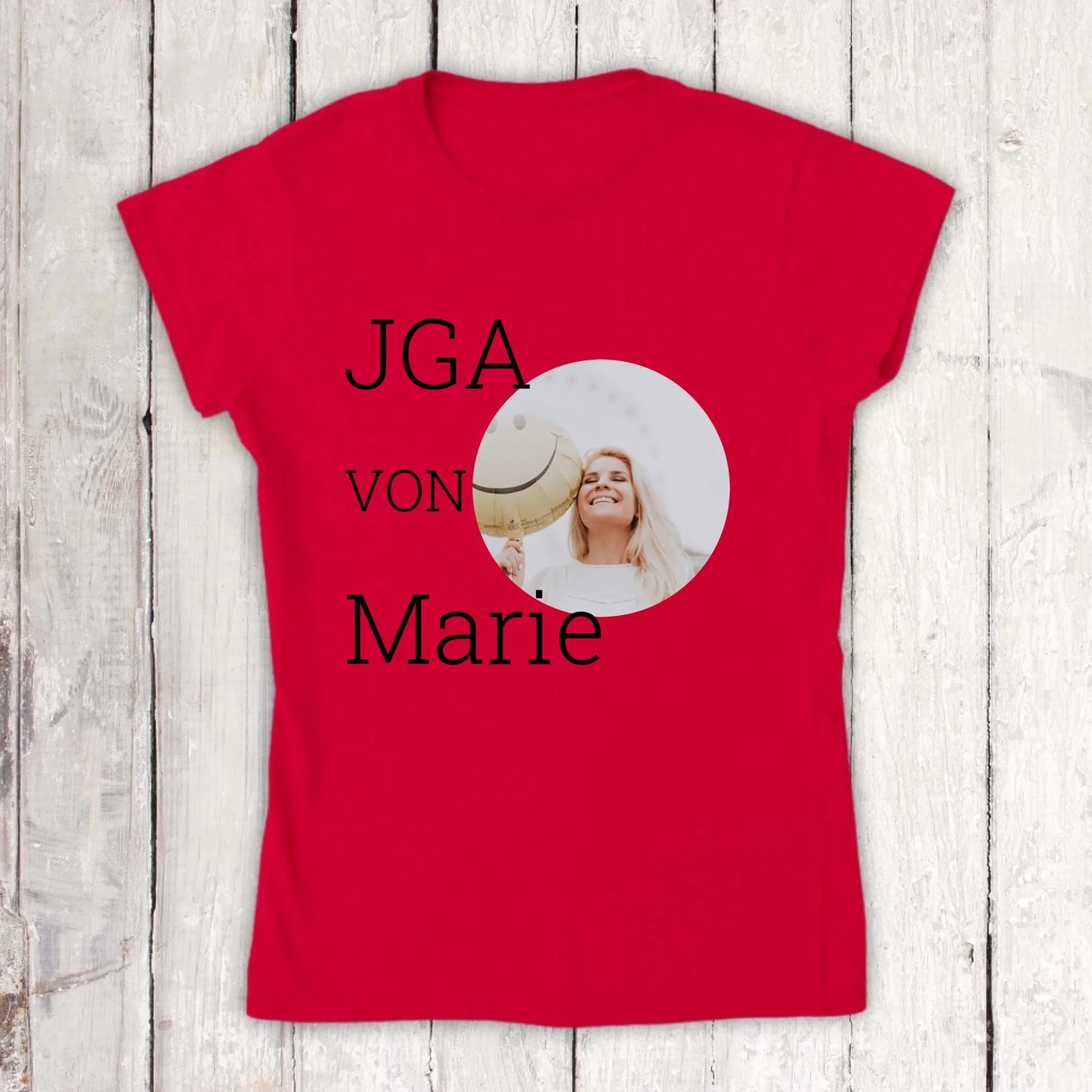JGA, Junggesellinnen mit Foto und Name - individuelles Abschieds T-Shirt