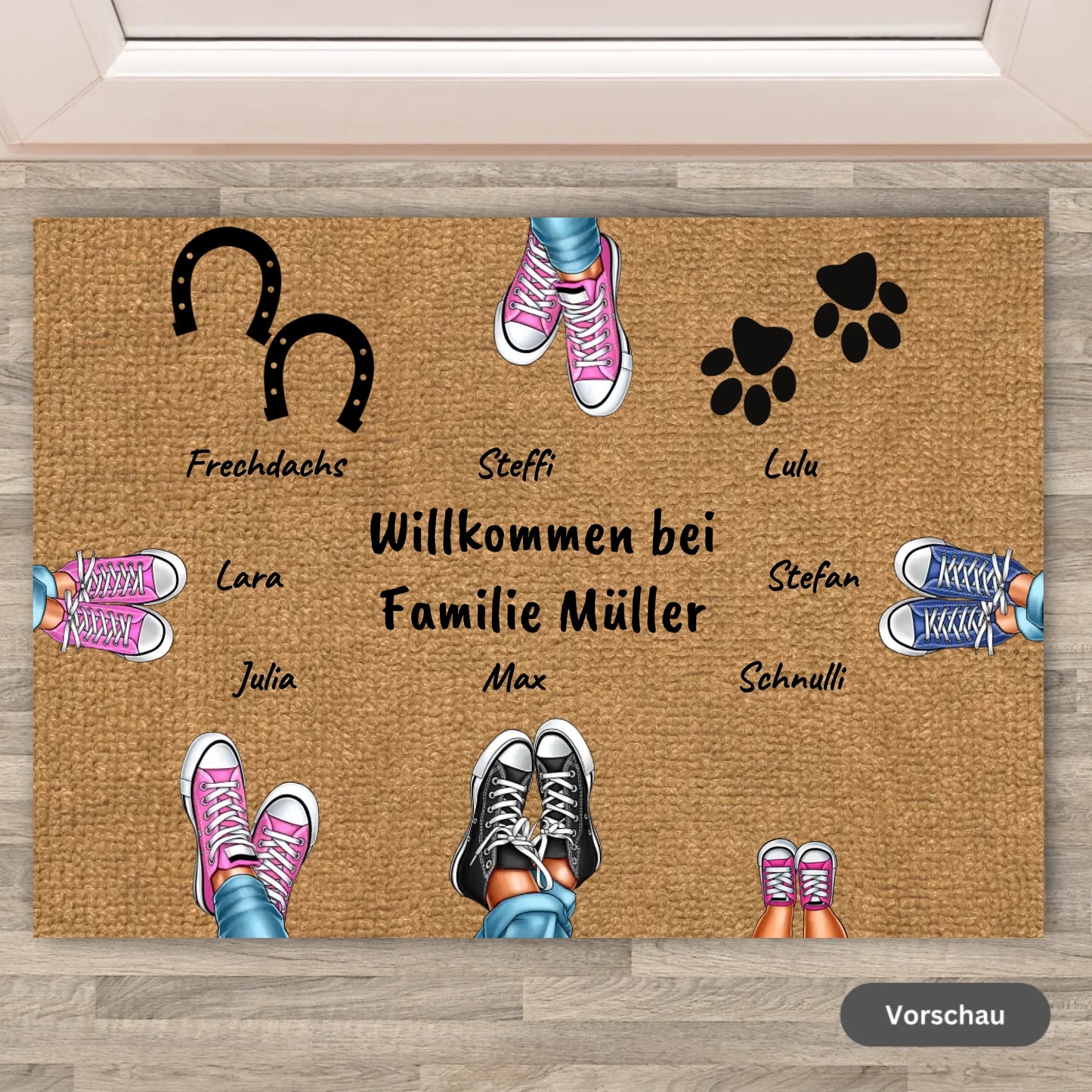 bis zu 8 Schuhe und Pfoten - Individuelle Fußmatte