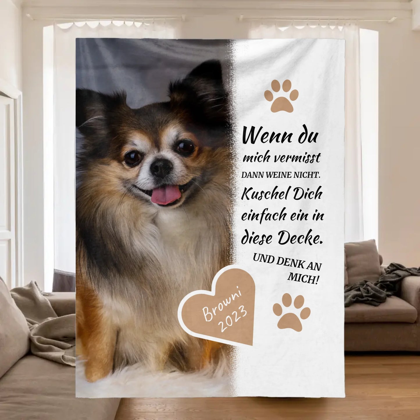 Hundedecke | Kuschel mich, wenn du mich vermisst - Individuelle Fotodecke