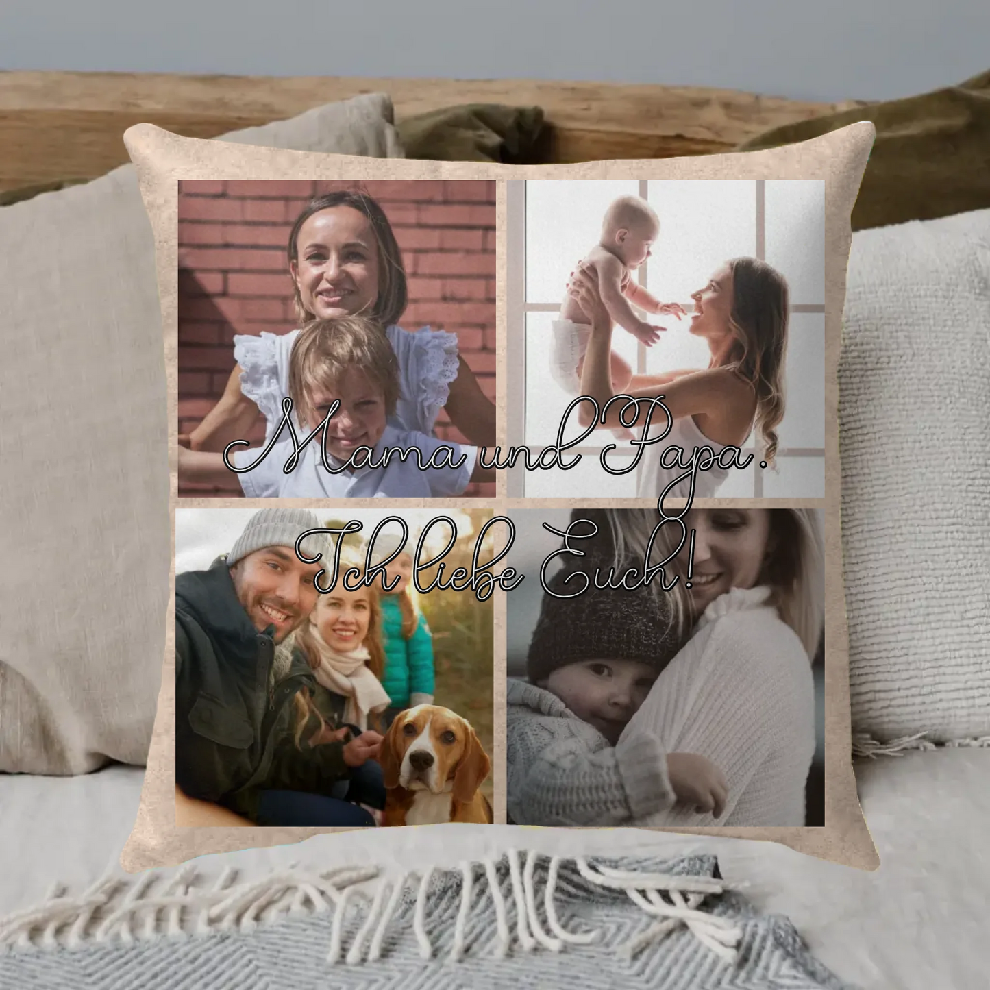 Foto Buchstaben Love, Papa, Mama, Oma, Opa - Individuelles Kissen