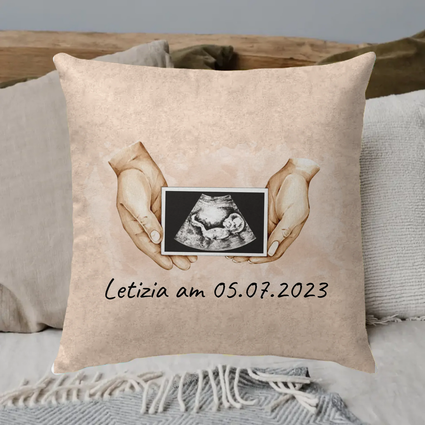 Ultraschallbild Foto eures Babys - Individuelles Kissen