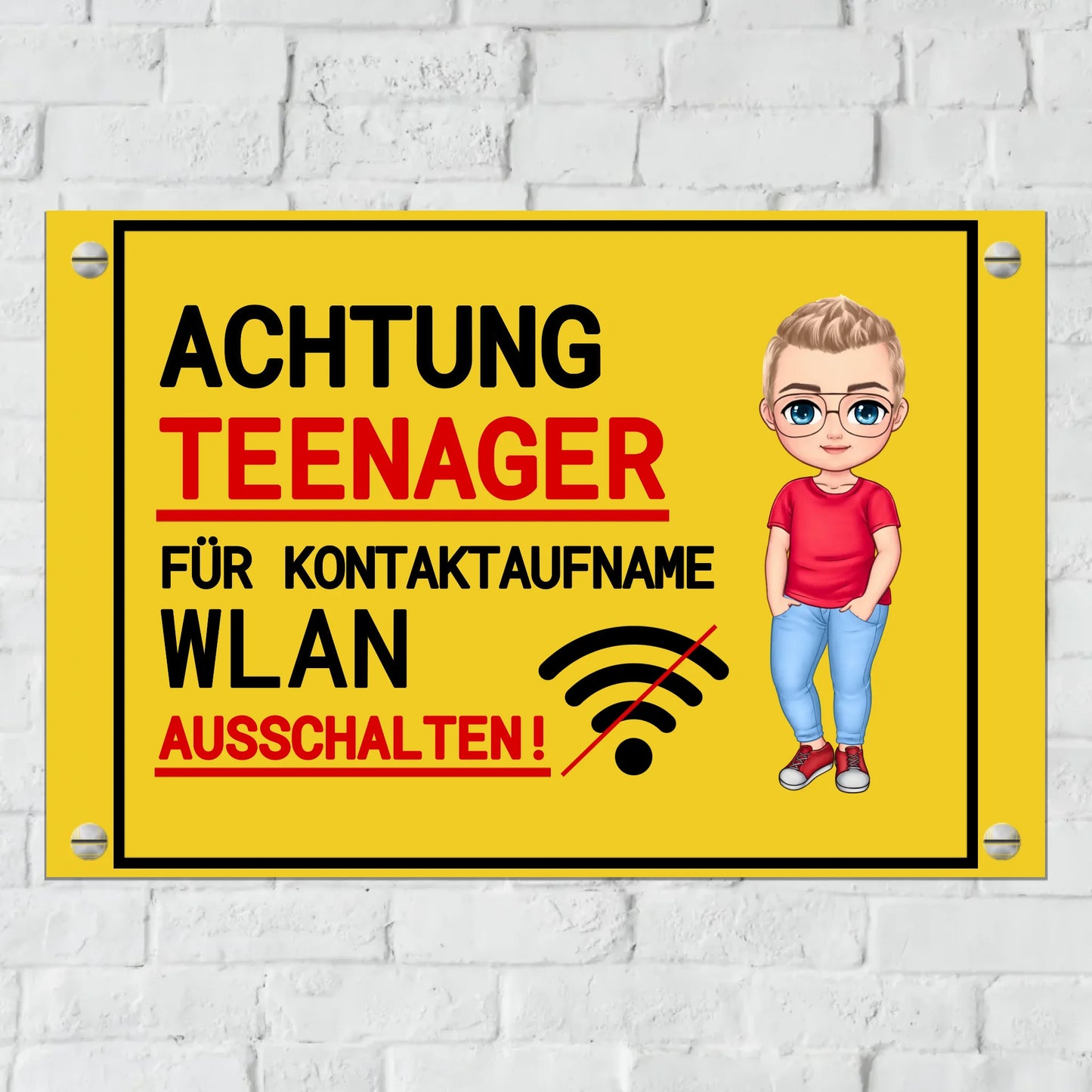 Aluminium Schild für Innen und Außen mit Löchern zur Befestigung