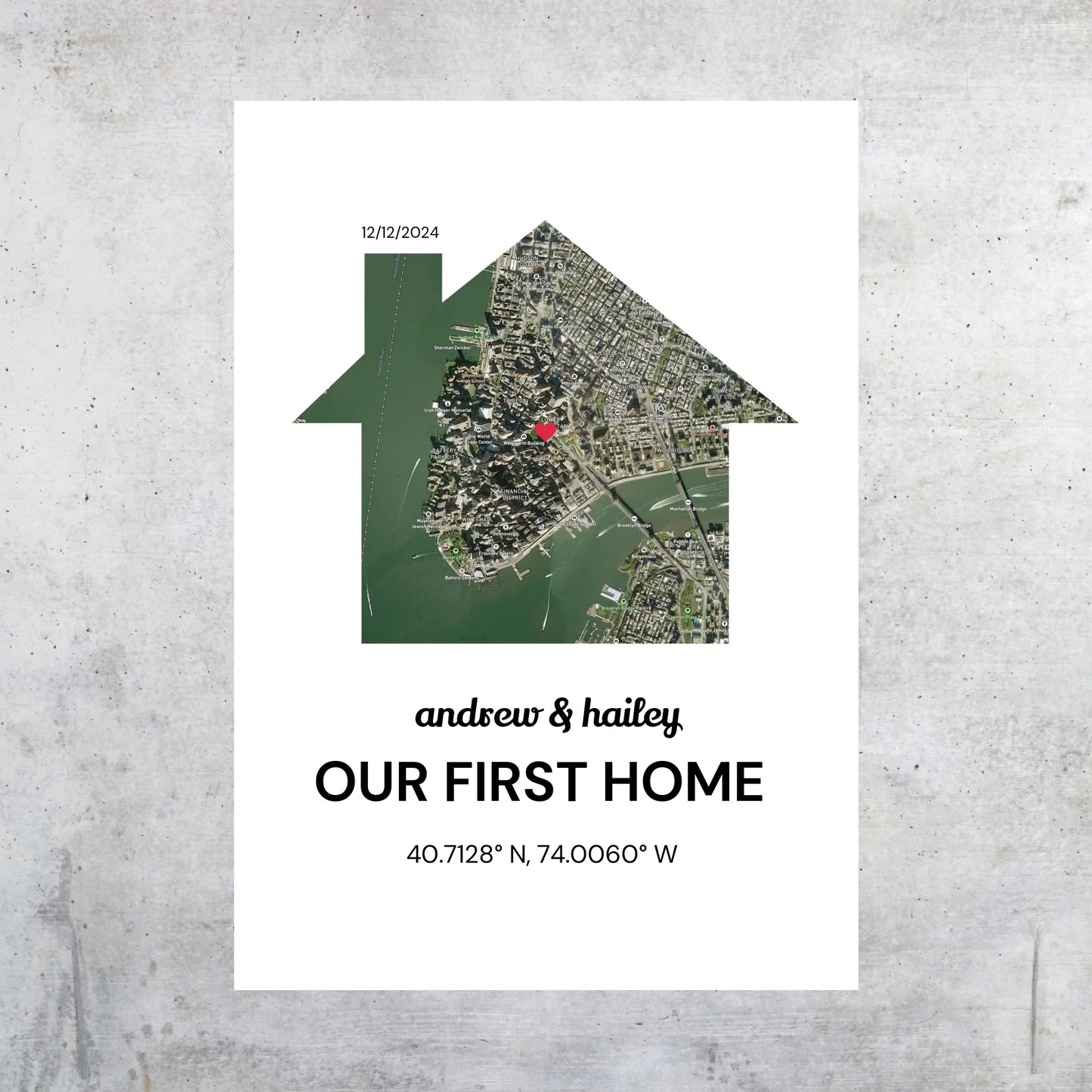 Unser erstes Zuhause - individuelles Stadtkarten-Poster
