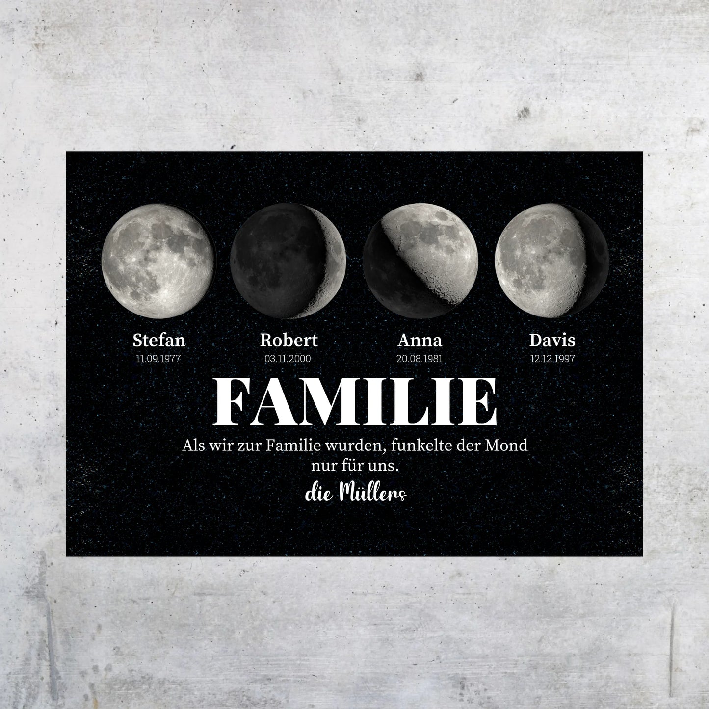 Mondphasen der Familie - individuelle Poster oder Leinwand
