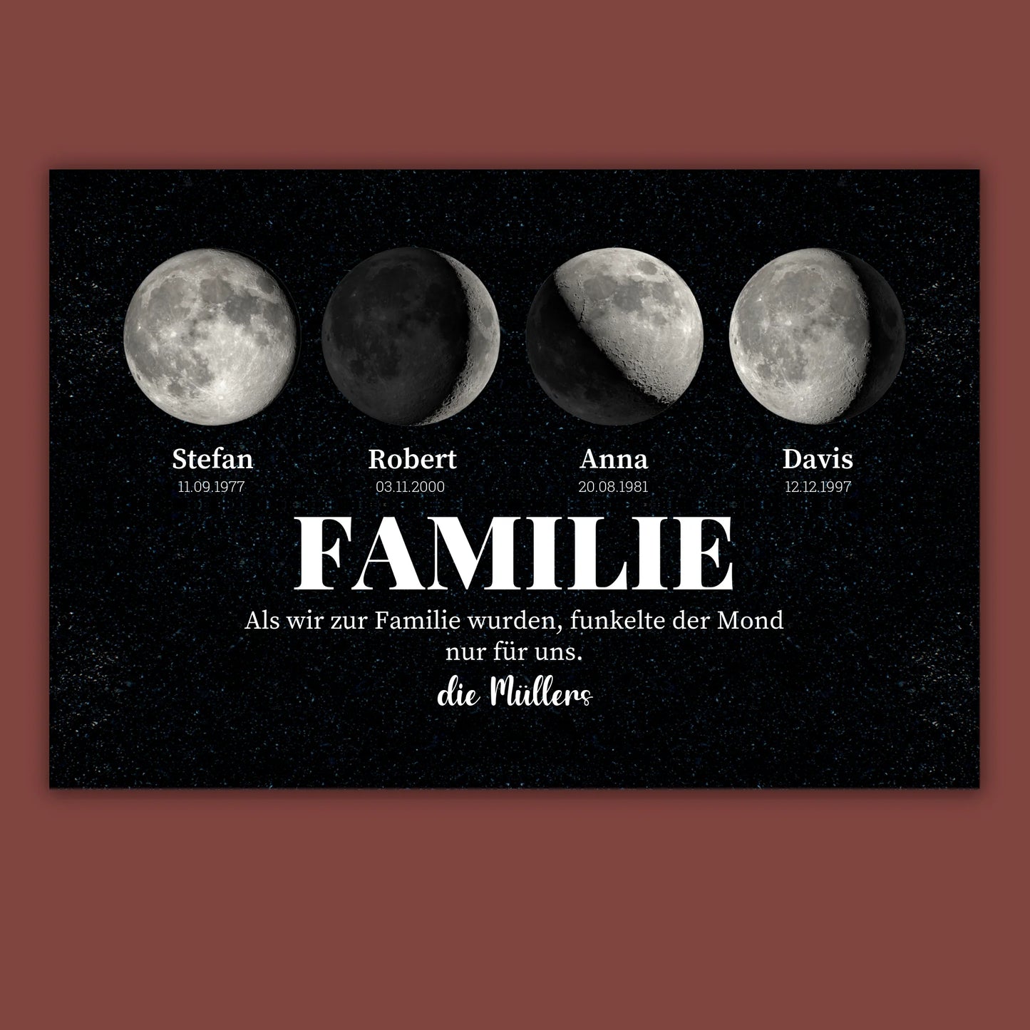 Mondphasen der Familie - individuelle Poster oder Leinwand