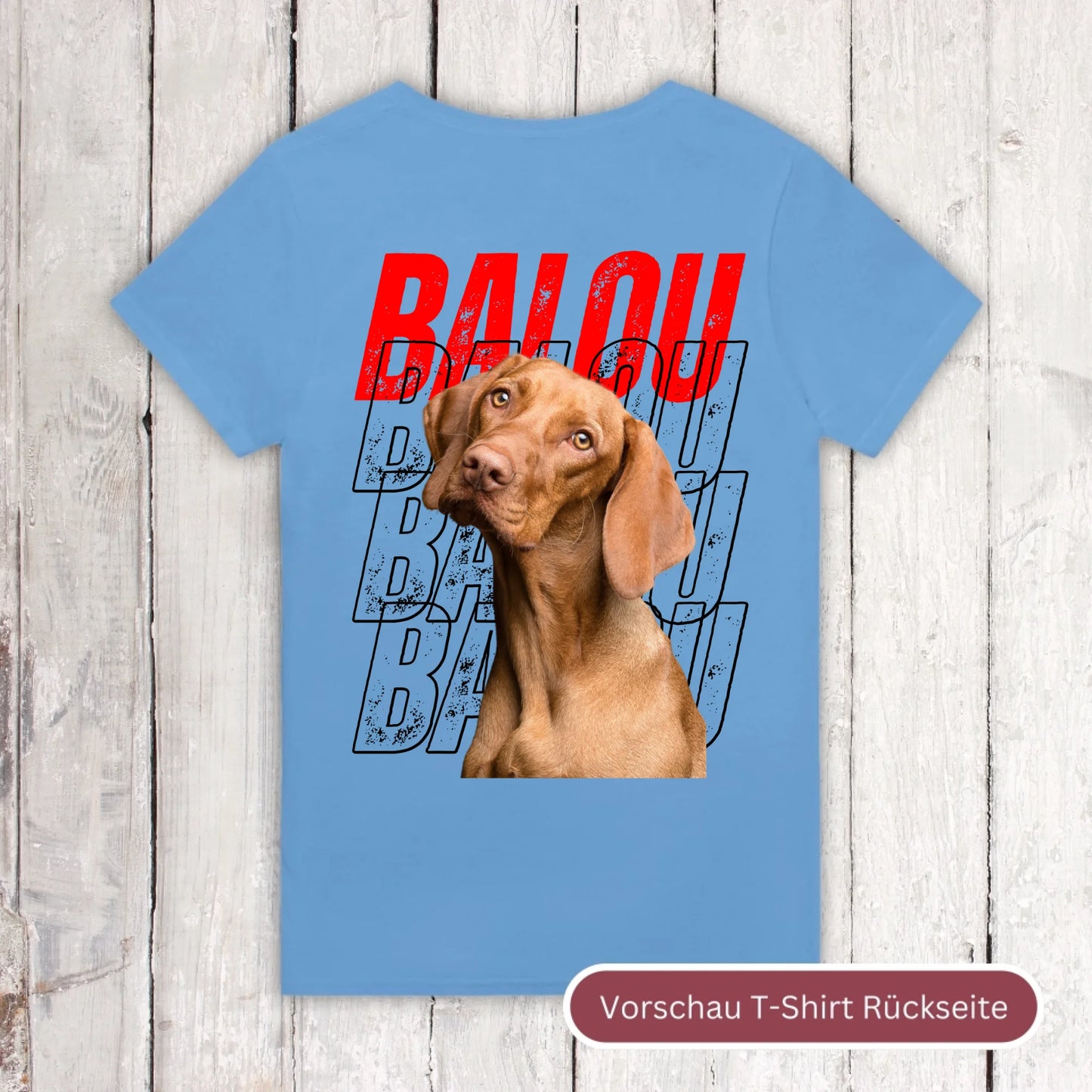 Hundename Wiederholung mit Bild- individuelles Foto T-Shirt