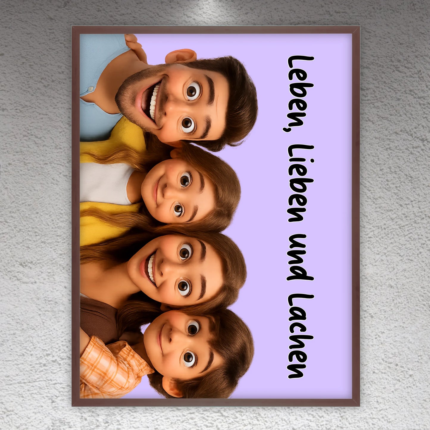 Familien Foto in Cartoon und Zeichentrick - individuelles Leinwand
