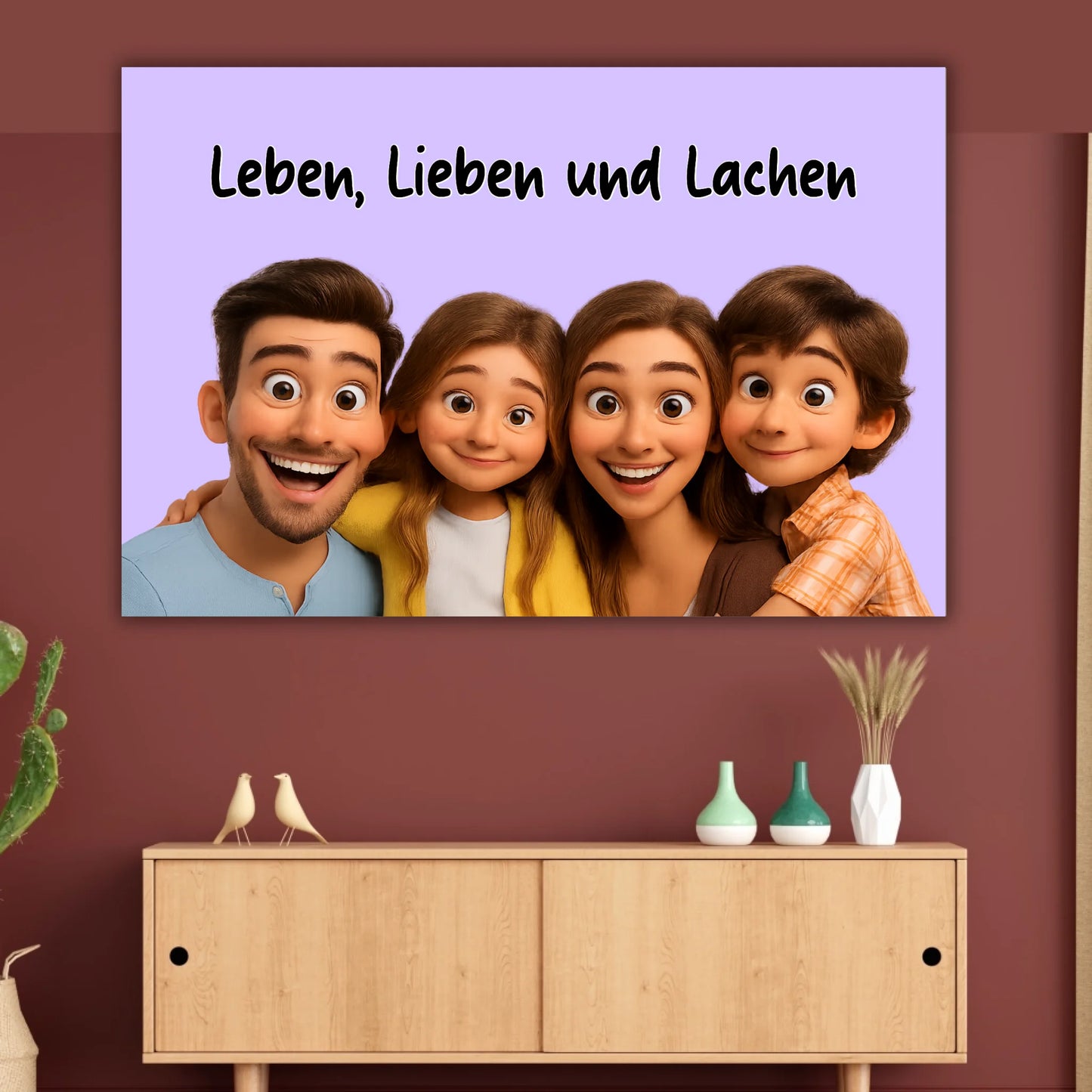 Familien Foto in Cartoon und Zeichentrick - individuelles Leinwand