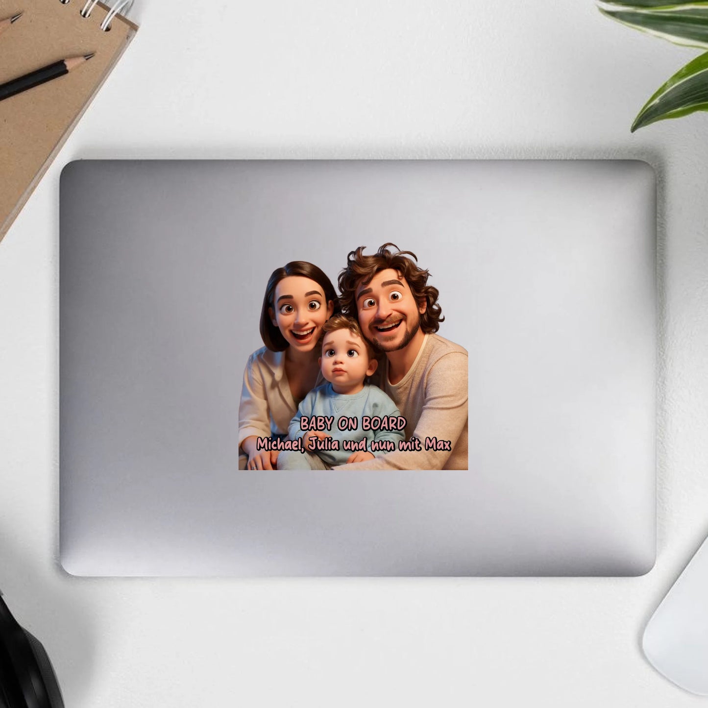 Familie als Cartoon und Zeichentrick Aufkleber-individueller Sticker oder Autoaufkleber