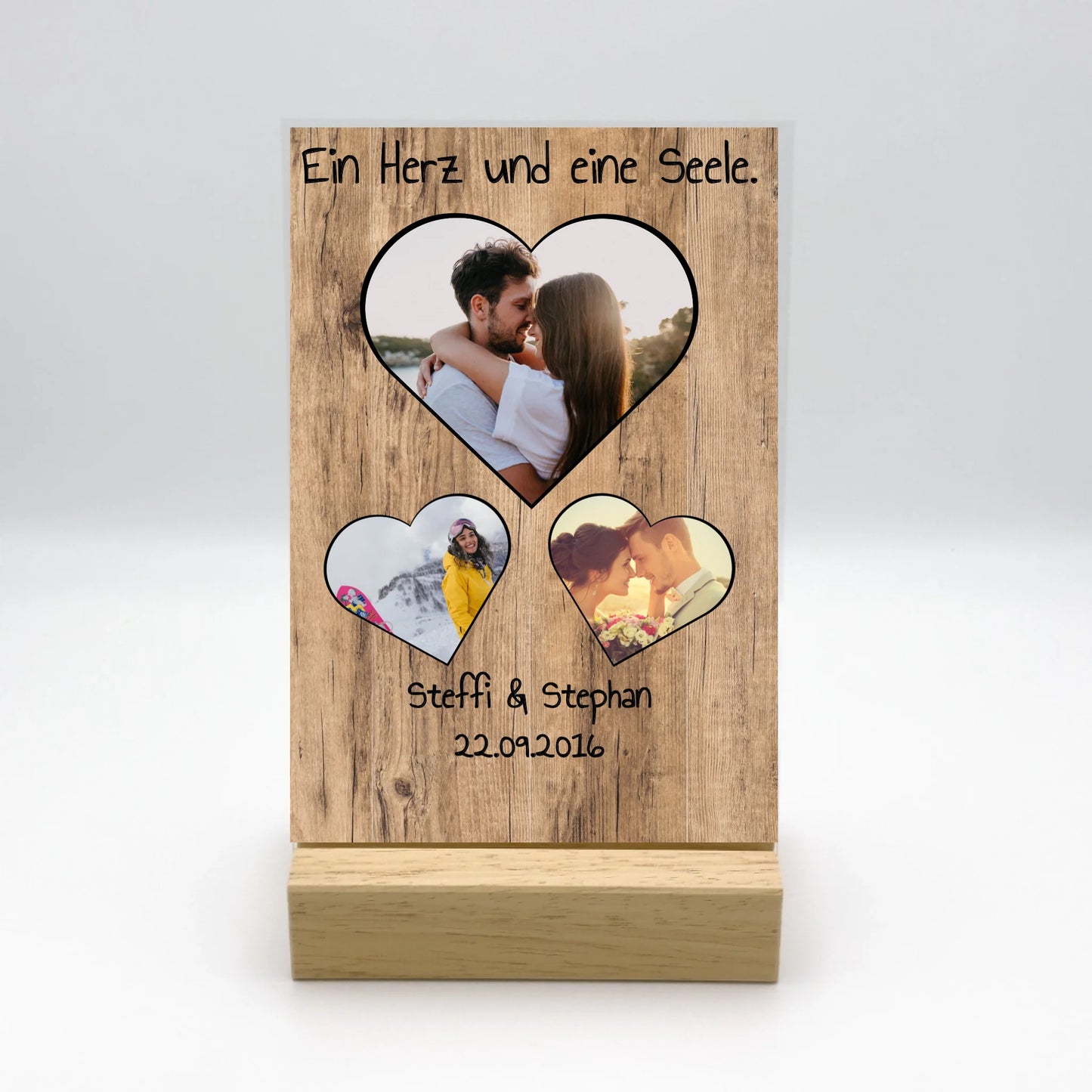 Euer Liebeslicht mit Foto im Cartoon Zeichentrick Design - Individuelles Acryl Glas mit Ständer