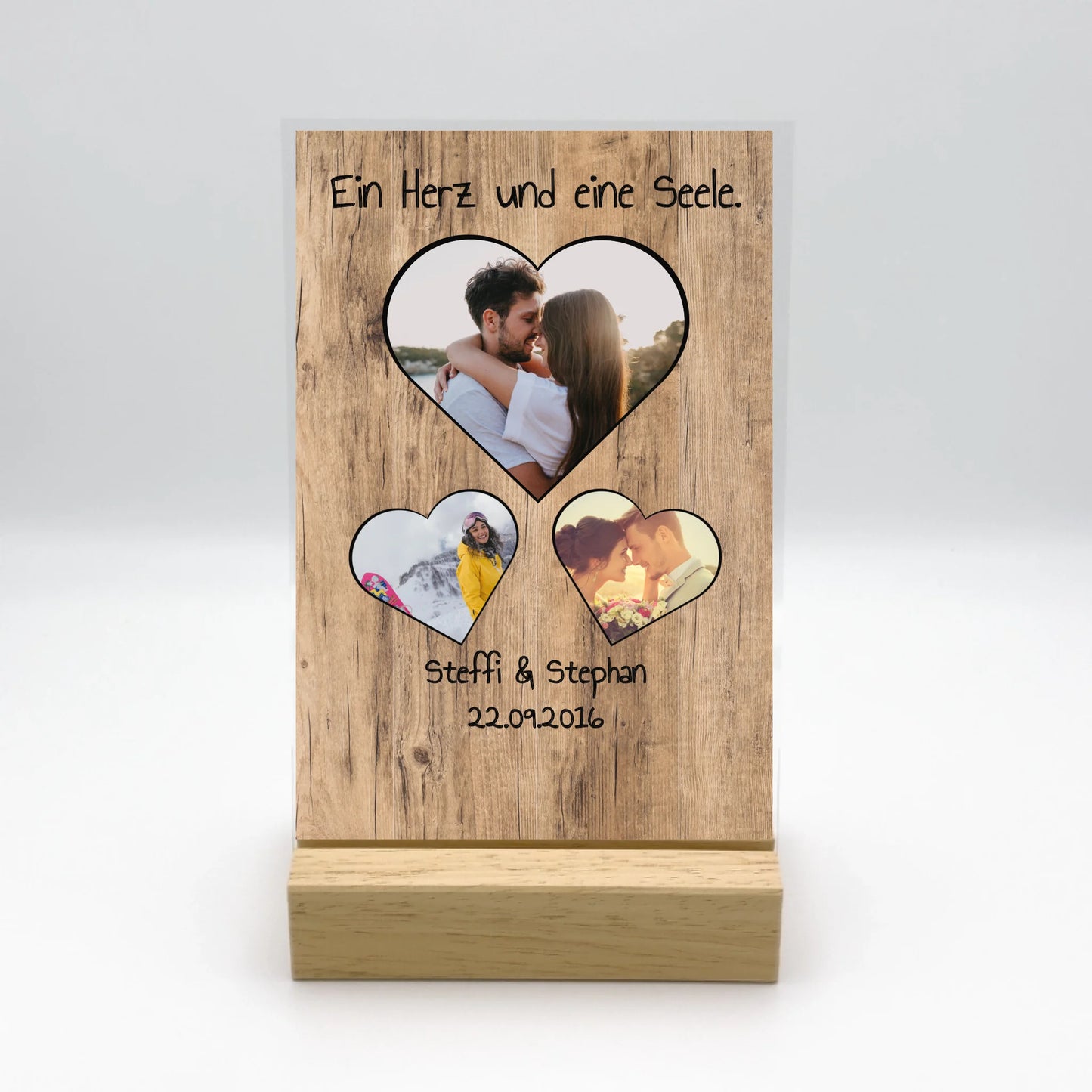 Euer Liebeslicht mit Foto im Cartoon Zeichentrick Design - Individuelles Acryl Glas mit Ständer