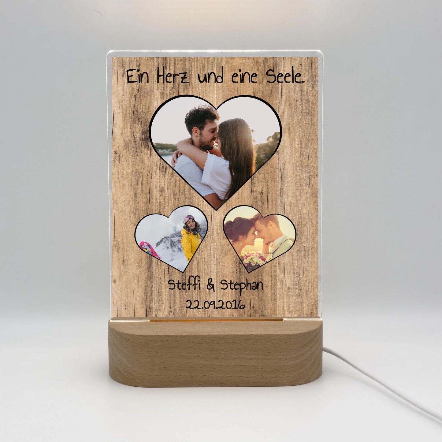 Euer Liebeslicht mit Foto im Cartoon Zeichentrick Design - Individuelles Acryl Glas mit Ständer
