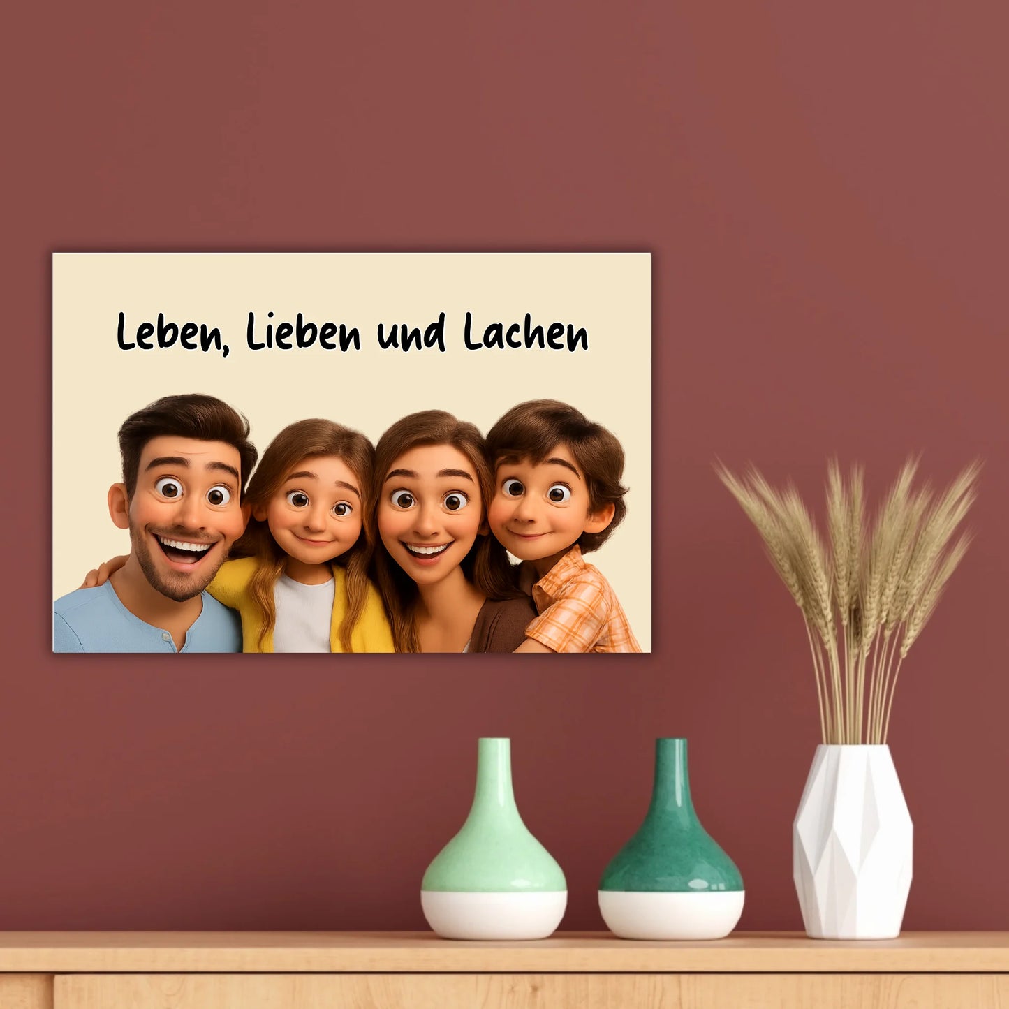 Familien Foto in Cartoon und Zeichentrick - individuelles Leinwand