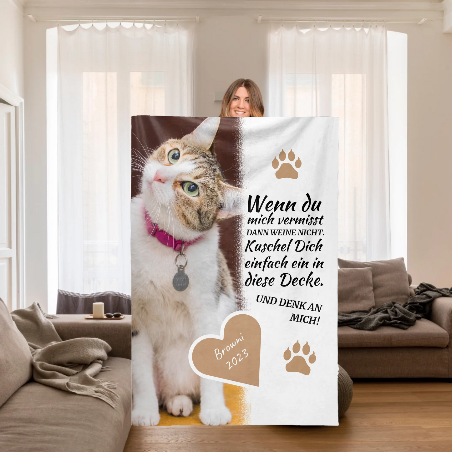 Katzendecke | Kuschel mich, wenn du mich vermisst - Individuelle Fotodecke