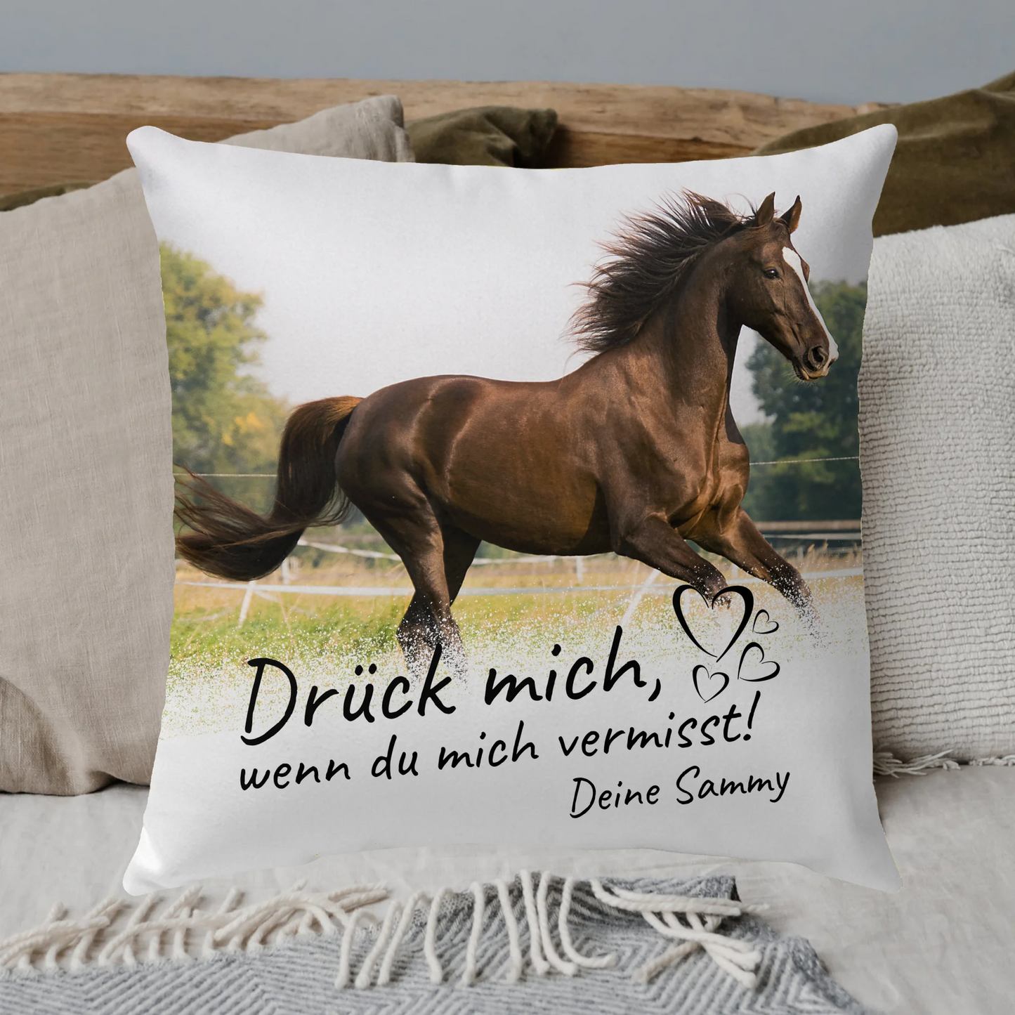 Das Leben ist besser mit meinem Pferd - individuelles Pferde-Fotokissen