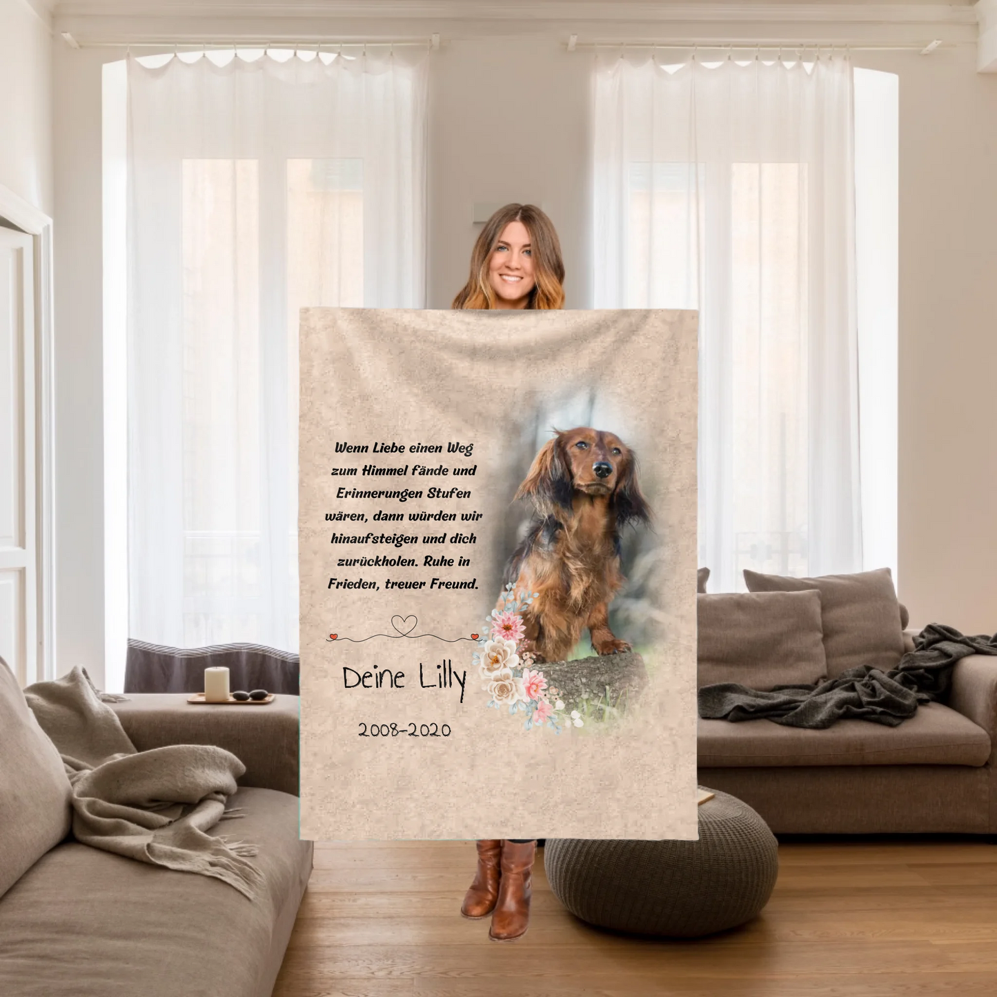 Trauerspruch Decke als Andenken an deine Fellnase - Individuelle Decke