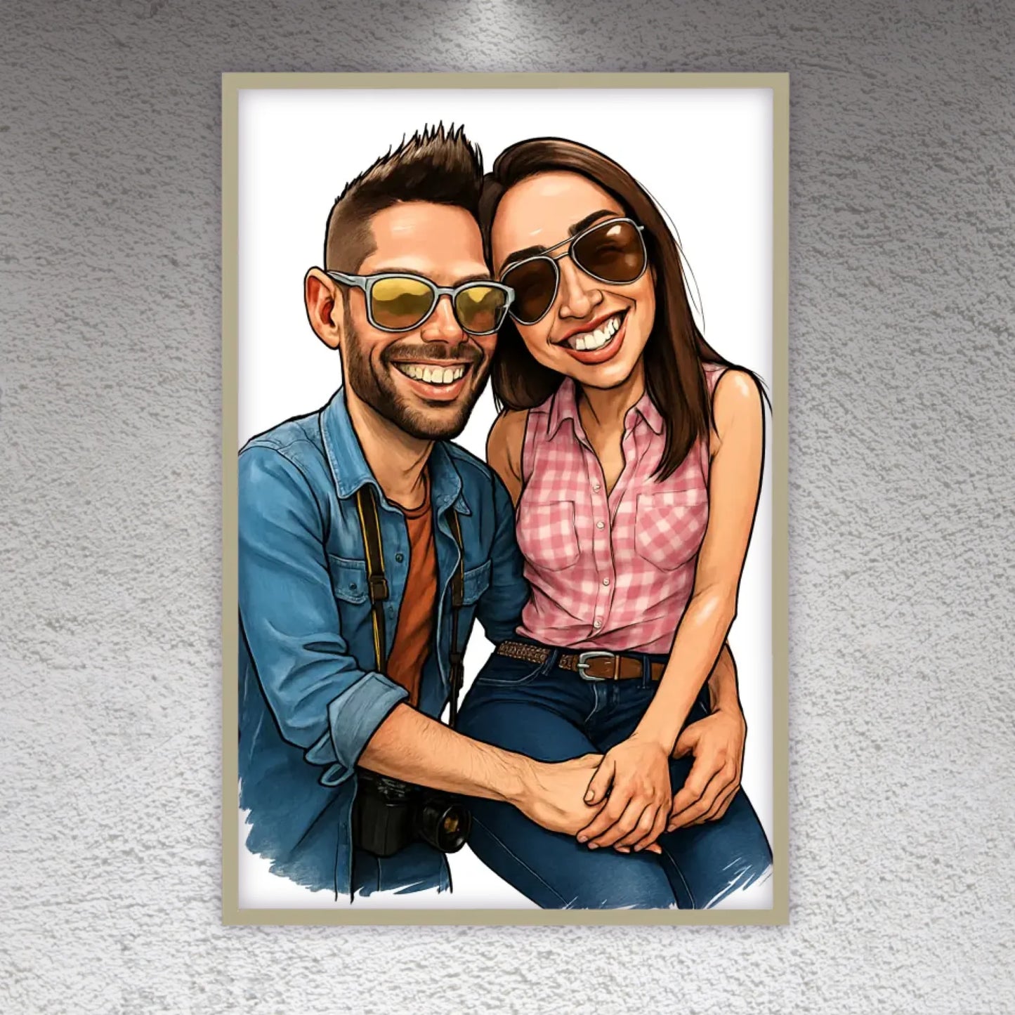 Deine Familie als Karikatur - individuelles Poster mit Rahmen