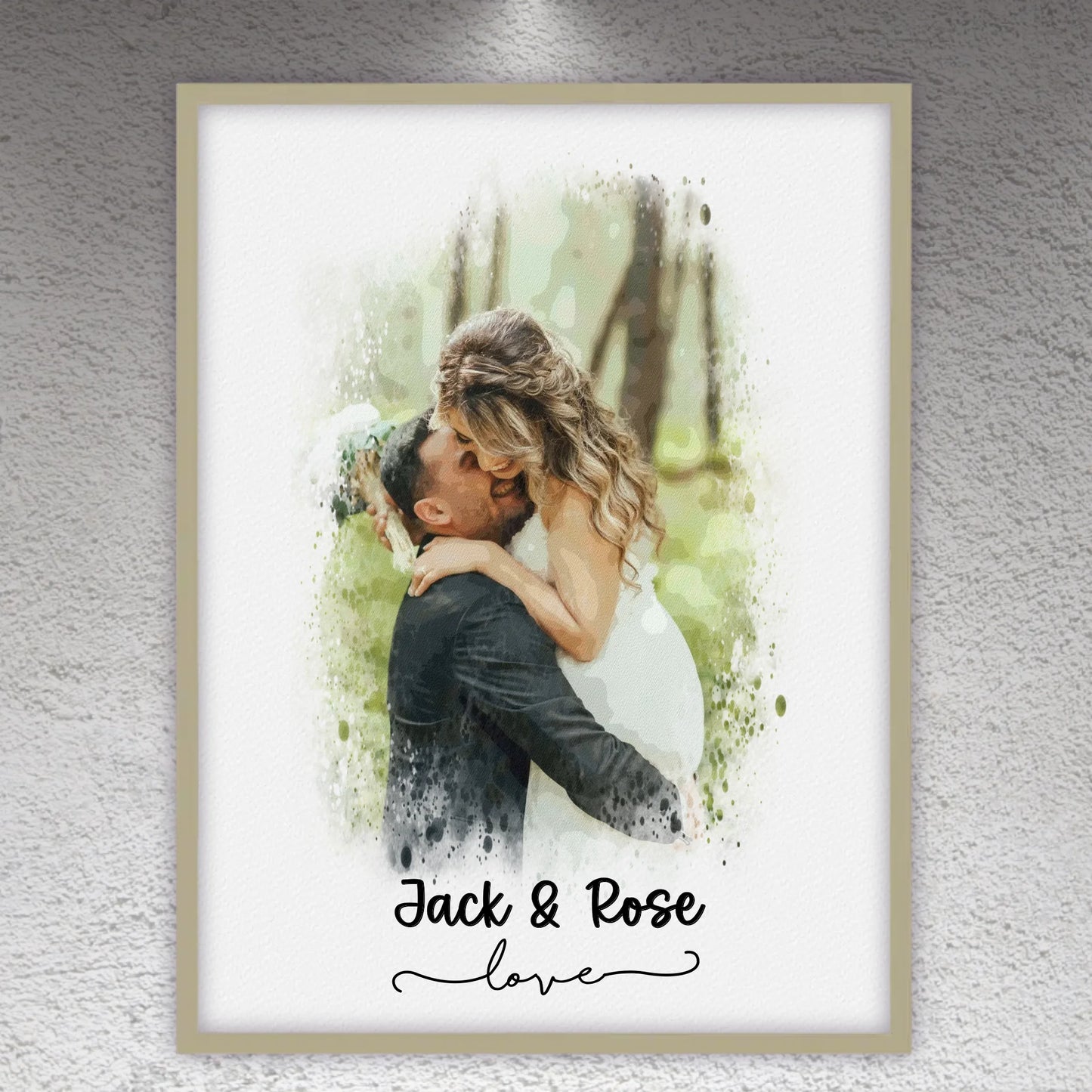 Hochzeitsfoto, Paar Leinwand, Porträt in Wasserfarben - individuelle Leinwand