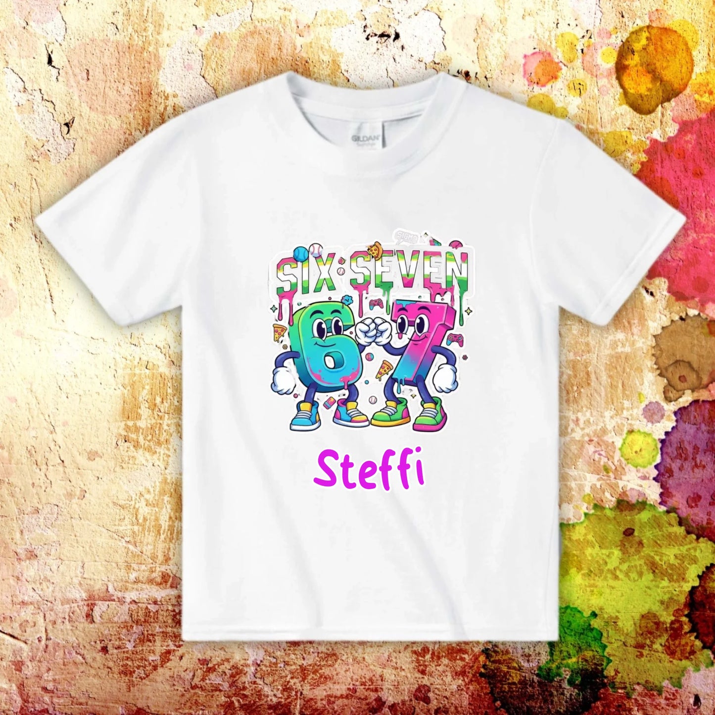 Six Seven (6 7) mit Name - individuelles T-Shirt